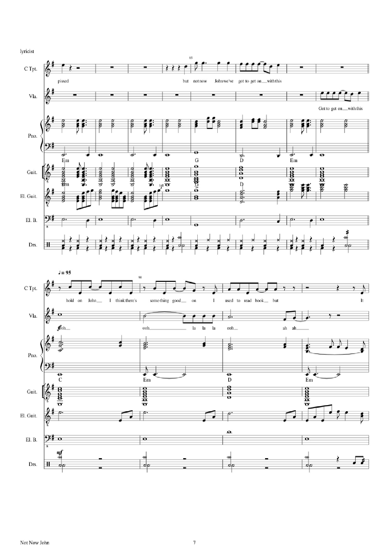 Trang 7 của Sheet nhạc PDF Piano Guitar Tab bài hát Not Now John Piano - Roger Waters