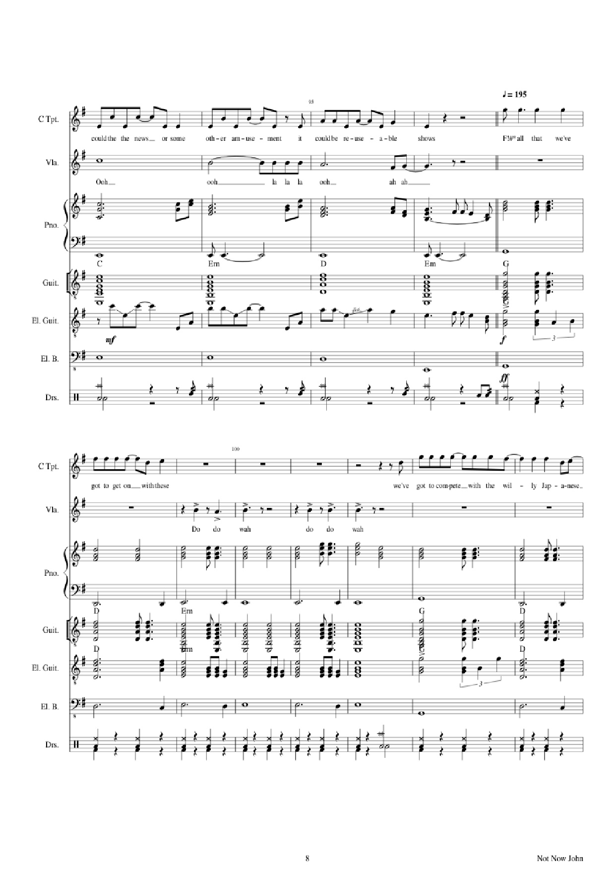 Trang 8 của Sheet nhạc PDF Piano Guitar Tab bài hát Not Now John Piano - Roger Waters