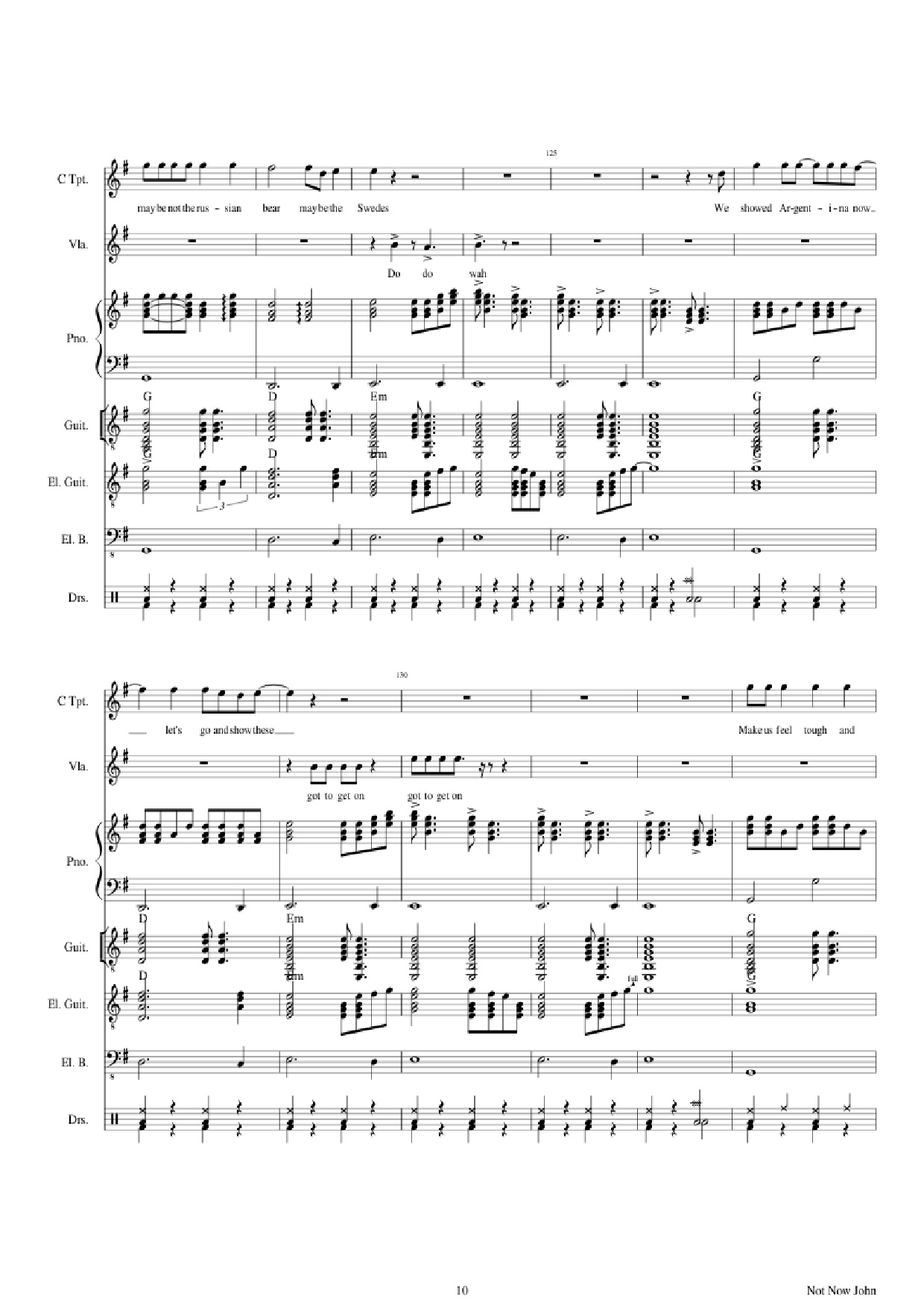 Trang 10 của Sheet nhạc PDF Piano Guitar Tab bài hát Not Now John Piano - Roger Waters