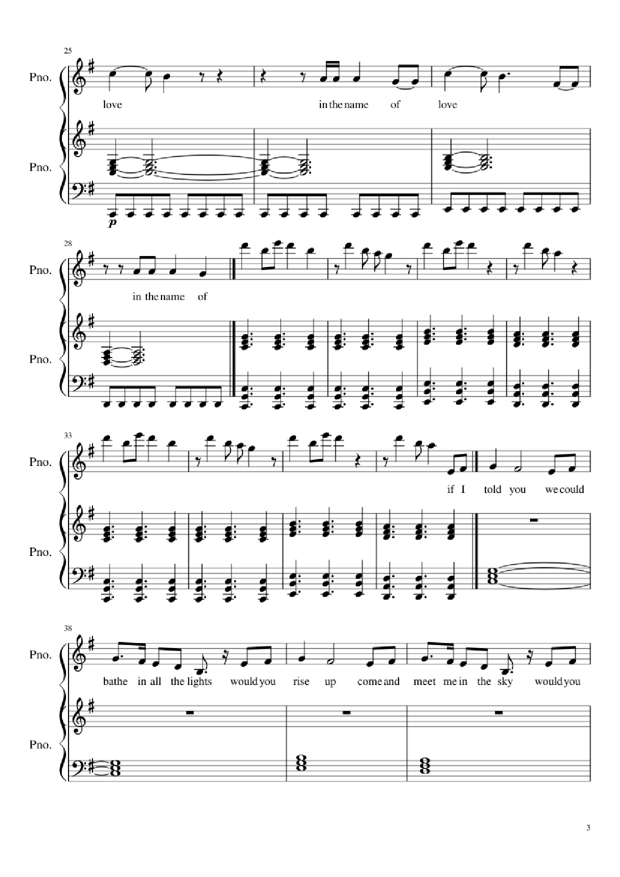 Trang 3 của Sheet nhạc PDF Piano bài hát In the Name of Love Piano - Ole Berntsen