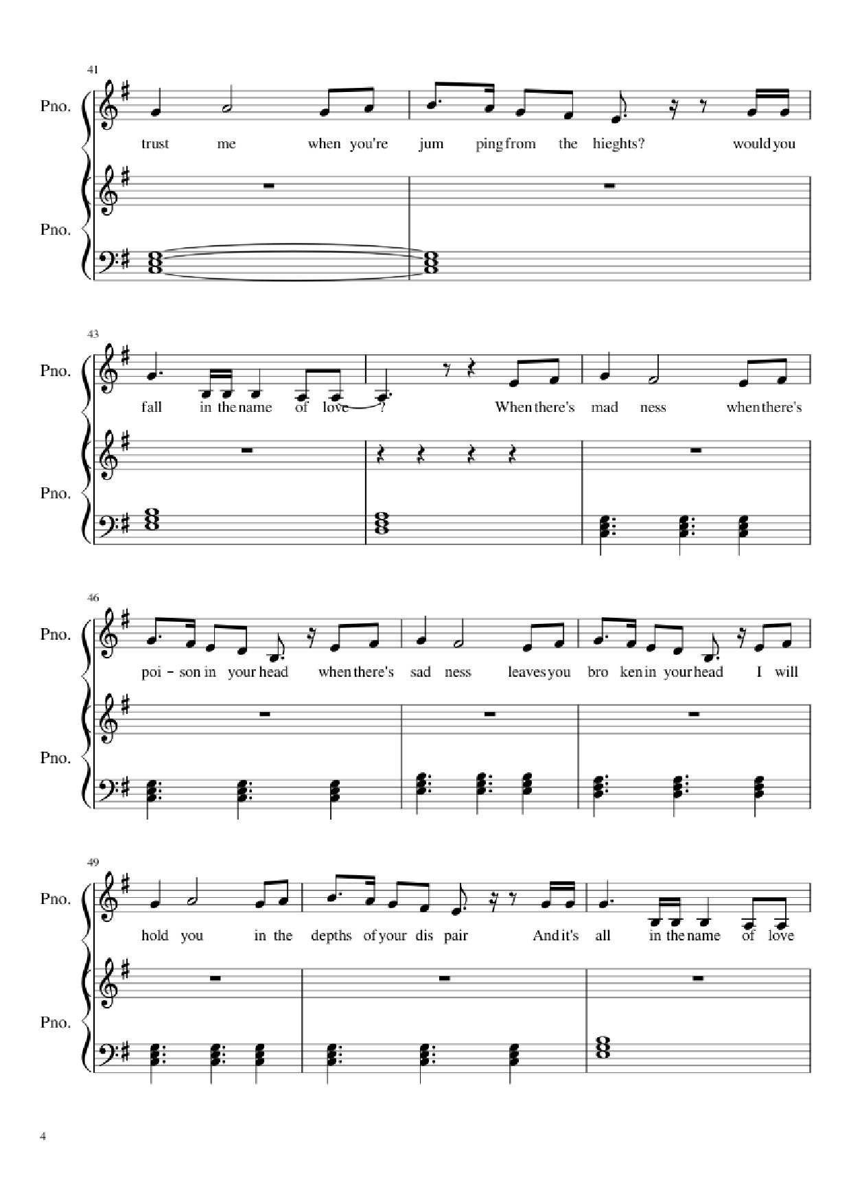 Trang 4 của Sheet nhạc PDF Piano bài hát In the Name of Love Piano - Ole Berntsen