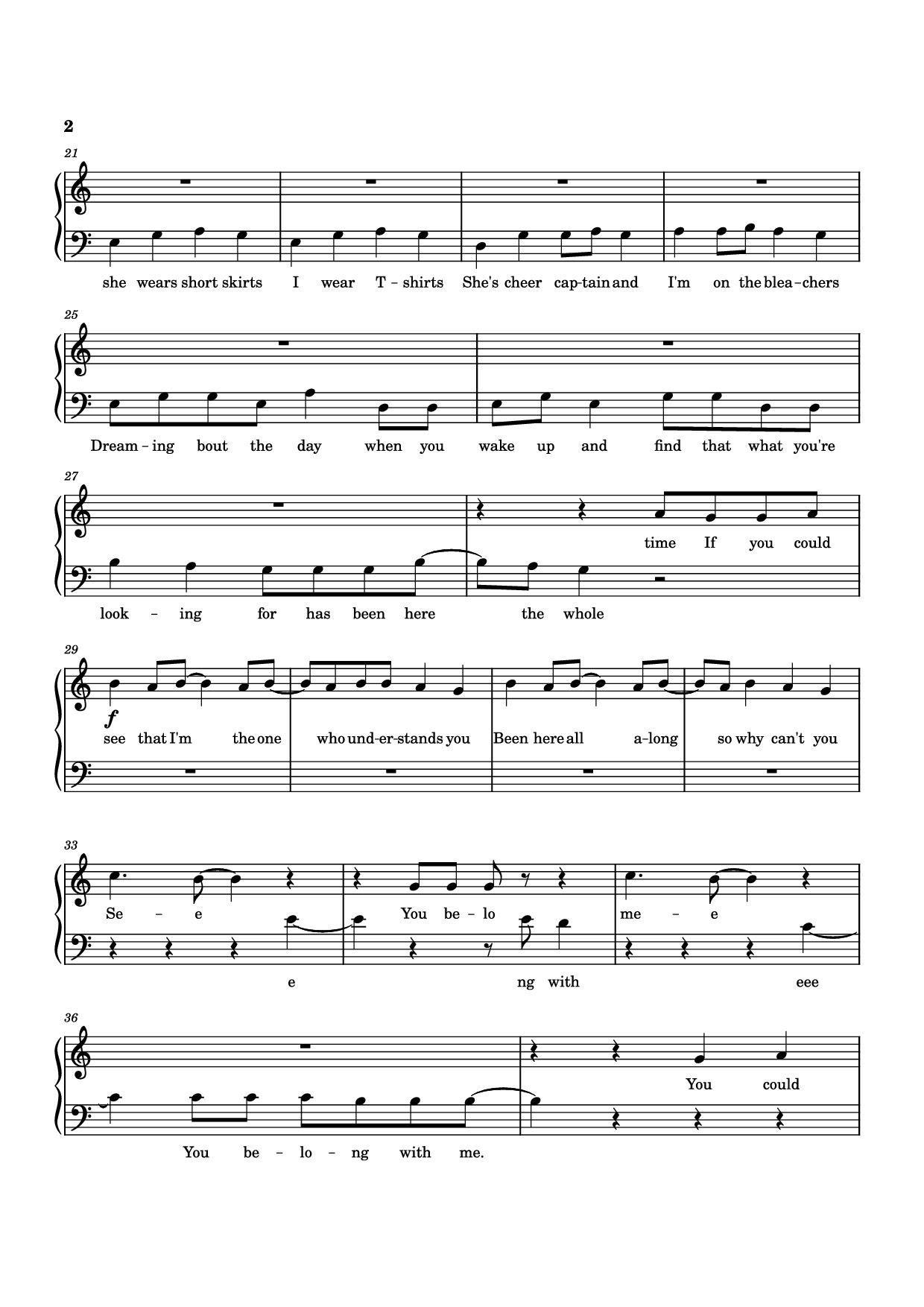 Trang 2 của Sheet nhạc PDF Piano bài hát You Belong With Me Piano - Arranged by @ericspianoschool