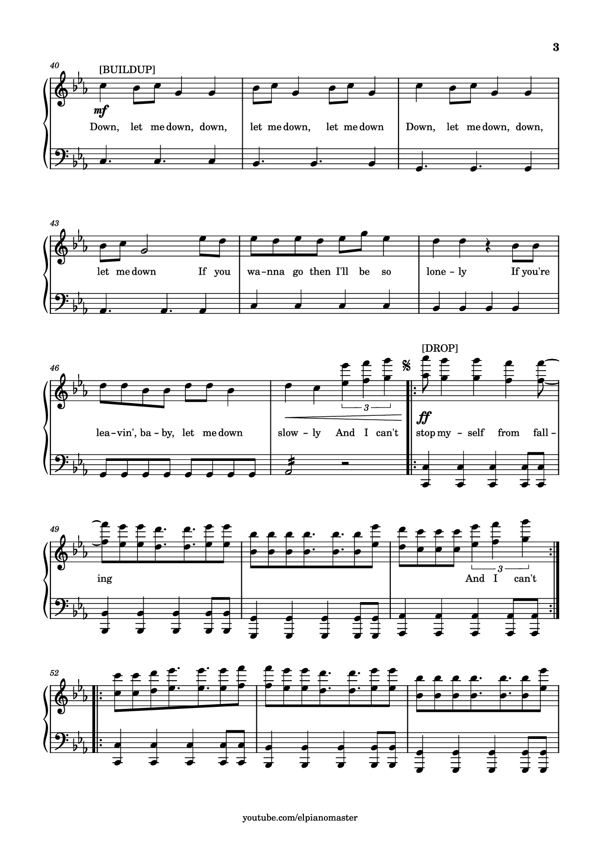 Trang 3 của Sheet nhạc PDF Piano bài hát Let Me Down Slowly Piano - Transcribed by El Piano Master