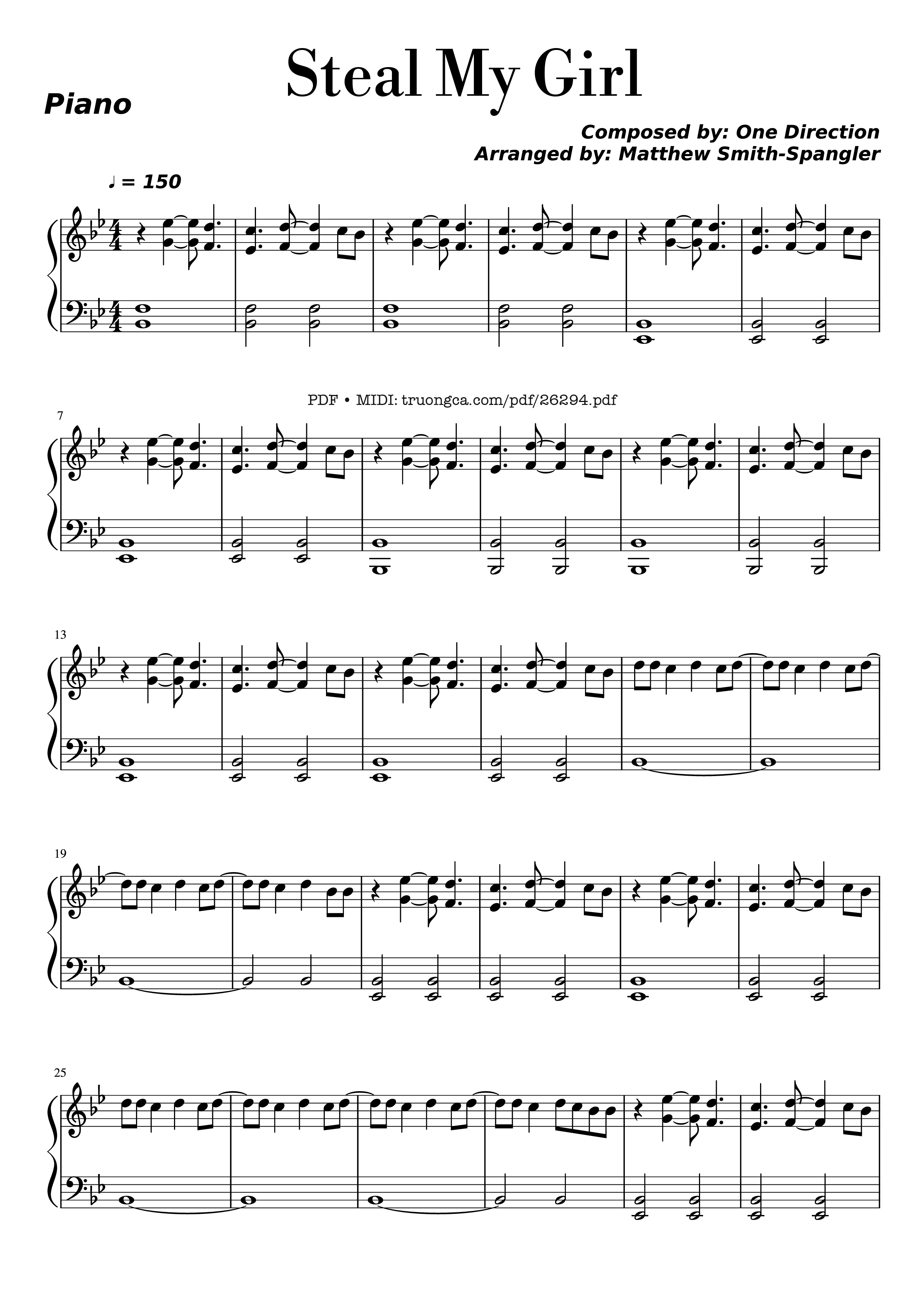 Sheet nhạc PDF bài Steal My Girl Piano