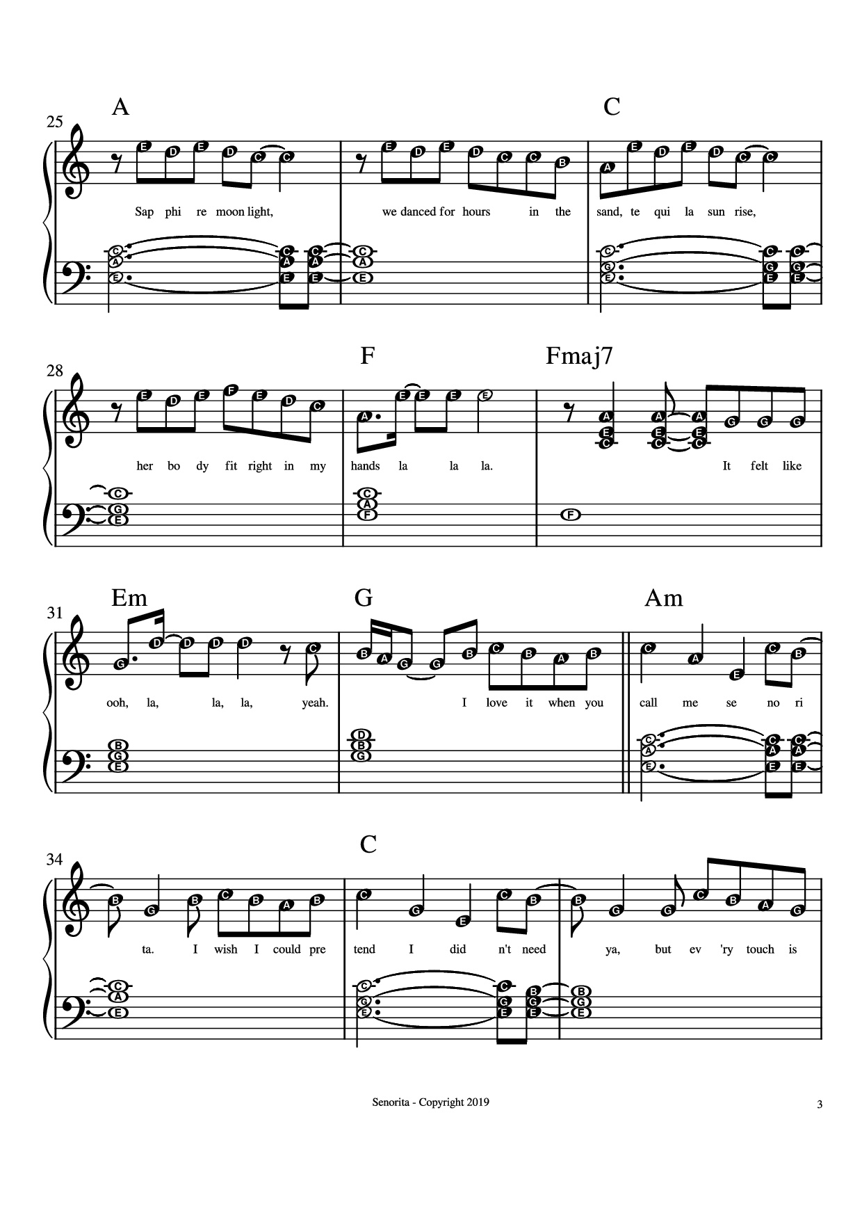 Trang 3 của Sheet nhạc PDF Piano bài hát Senorita Piano - Camilla Cabello, Shawn Mendes