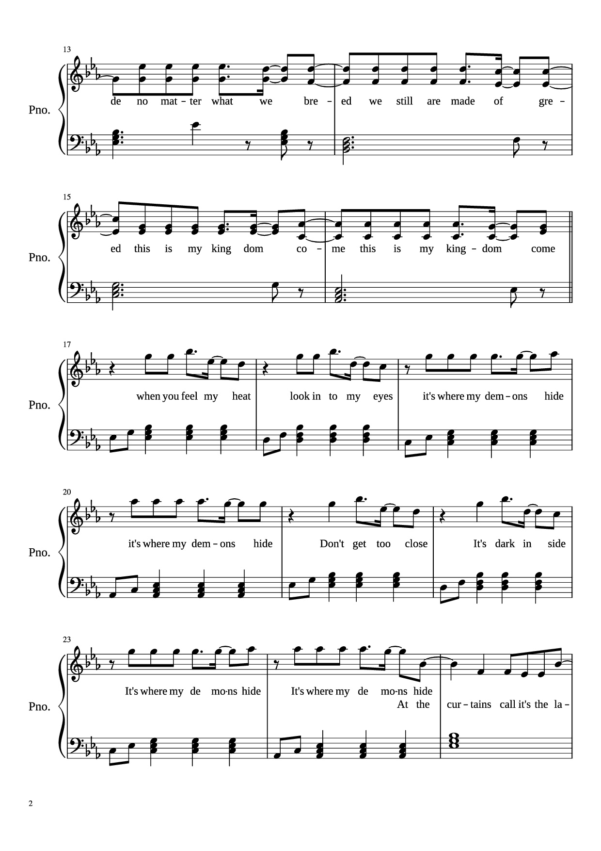 Trang 2 của Sheet nhạc PDF Piano bài hát Demons (With Lyrics) Piano - Imagine Dragons