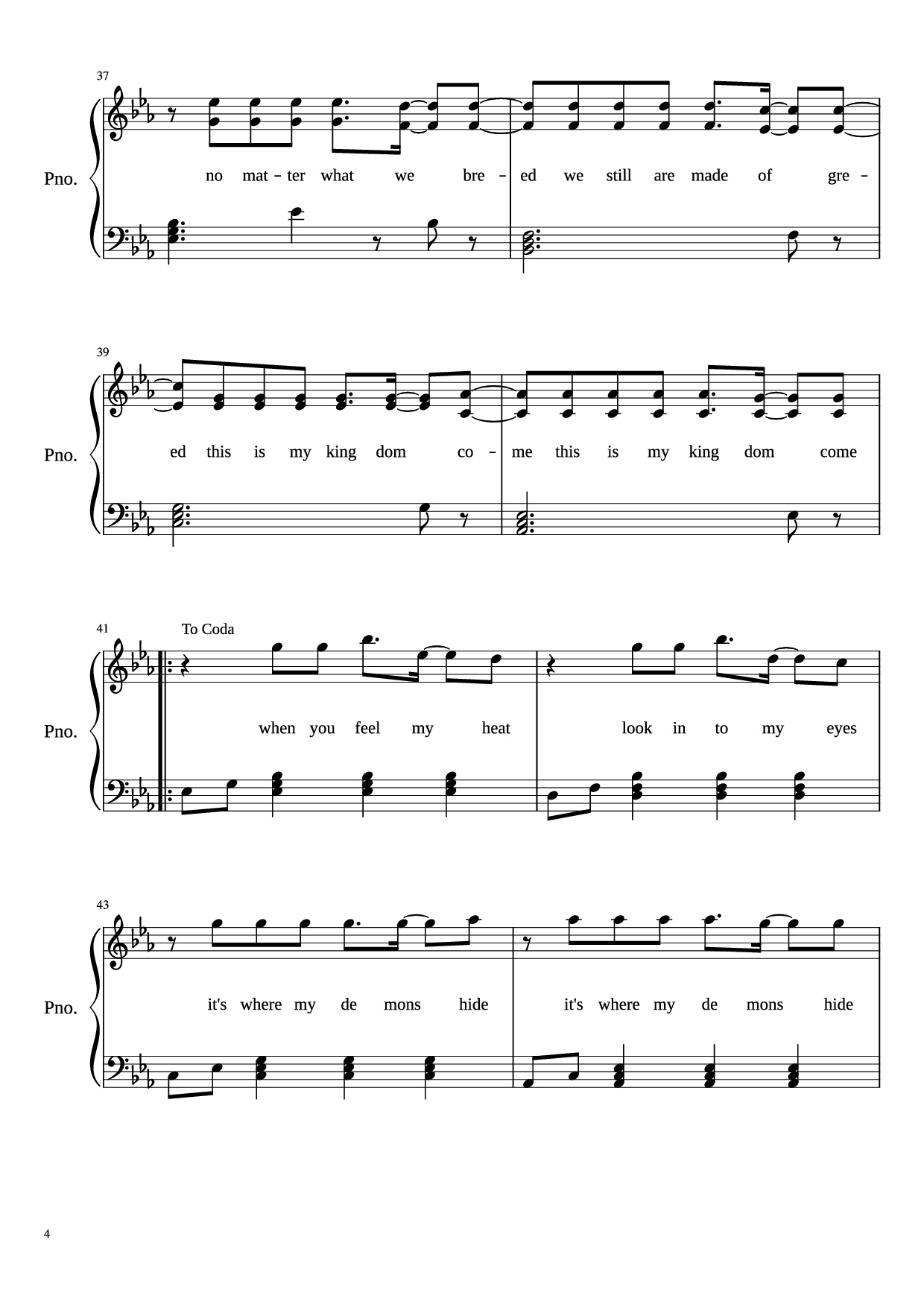 Trang 4 của Sheet nhạc PDF Piano bài hát Demons (With Lyrics) Piano - Imagine Dragons