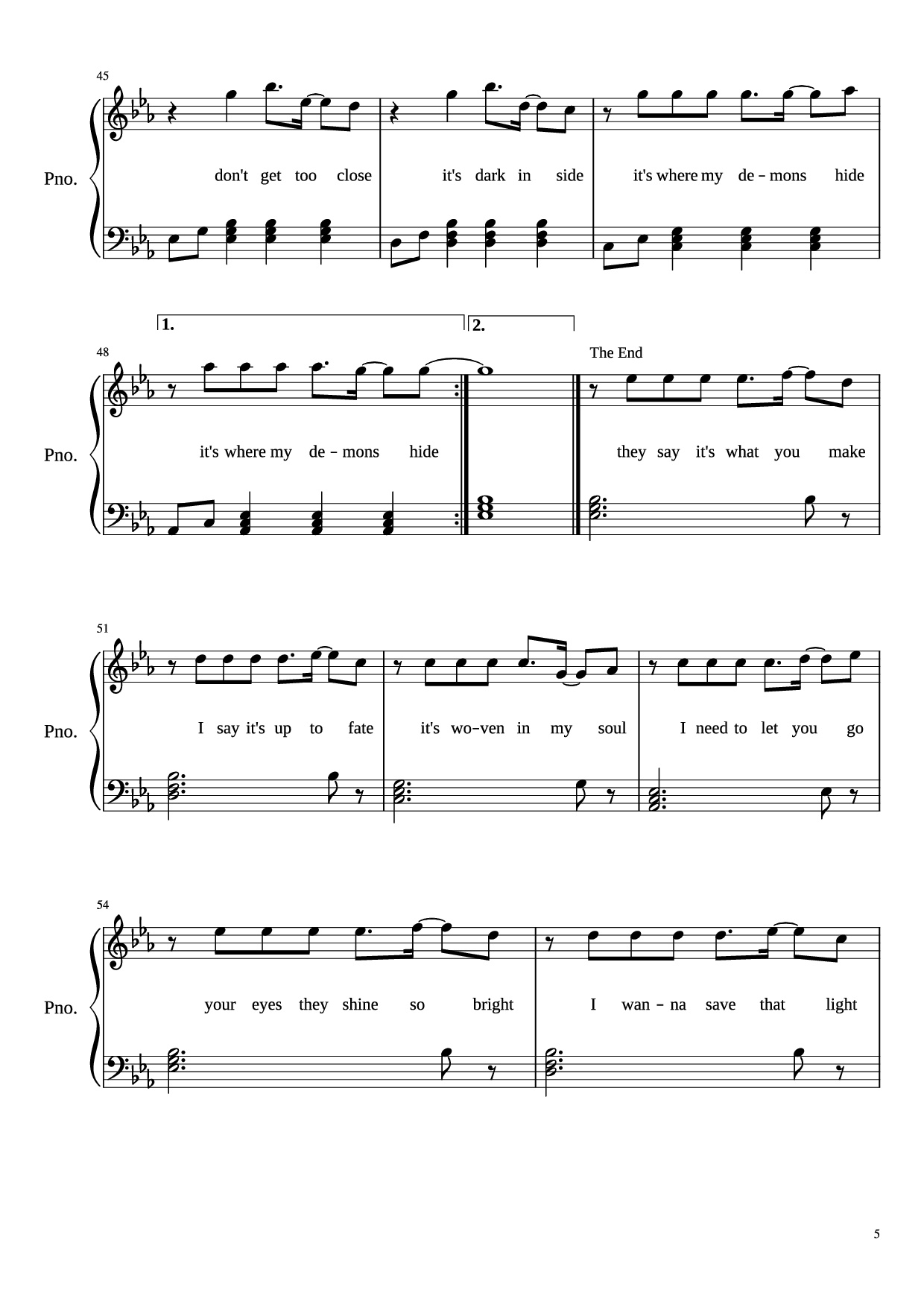 Trang 5 của Sheet nhạc PDF Piano bài hát Demons (With Lyrics) Piano - Imagine Dragons
