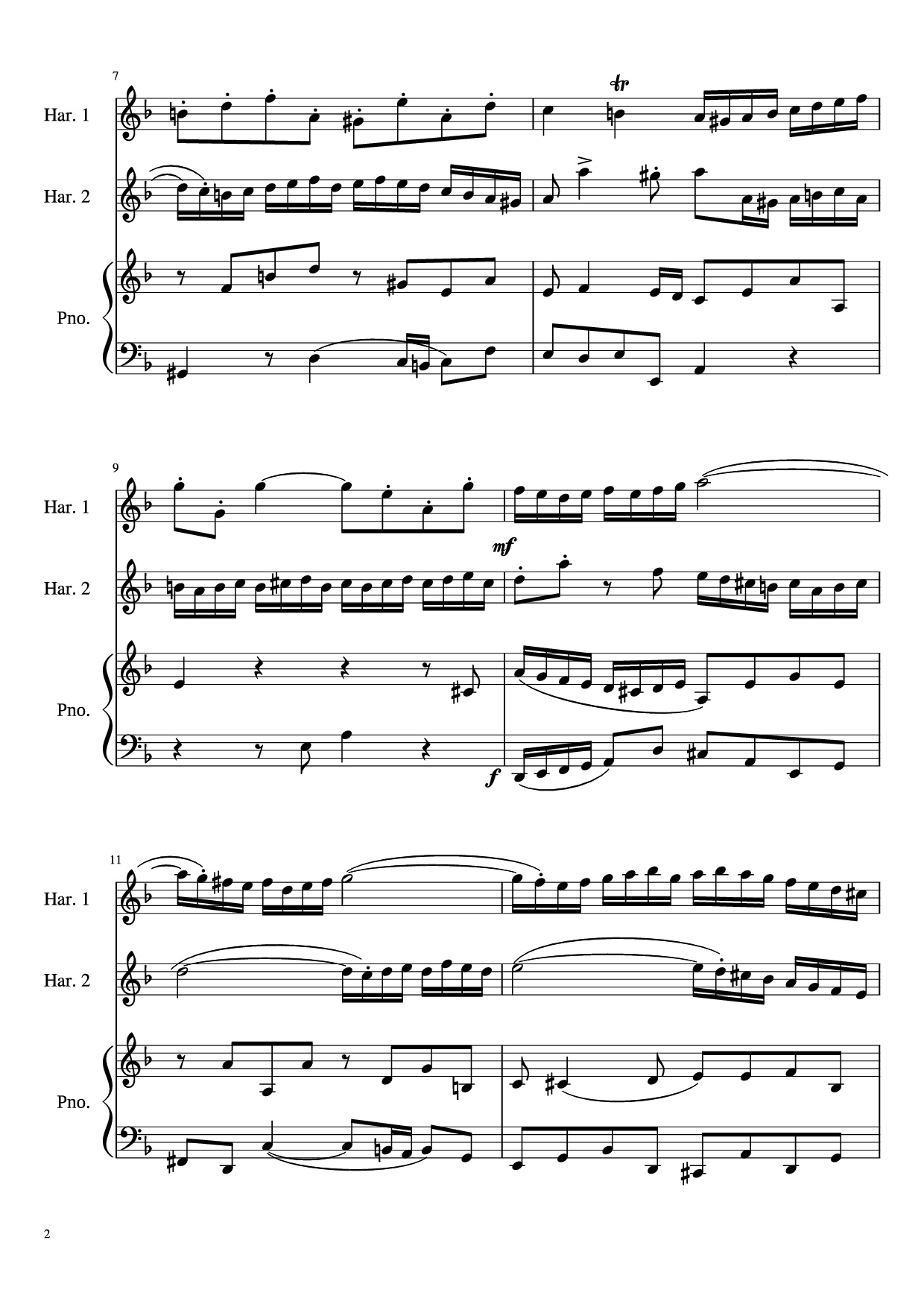 Trang 2 của Sheet nhạc PDF bài hát Concerto for Two Violins in D Minor Piano - Linghongjian