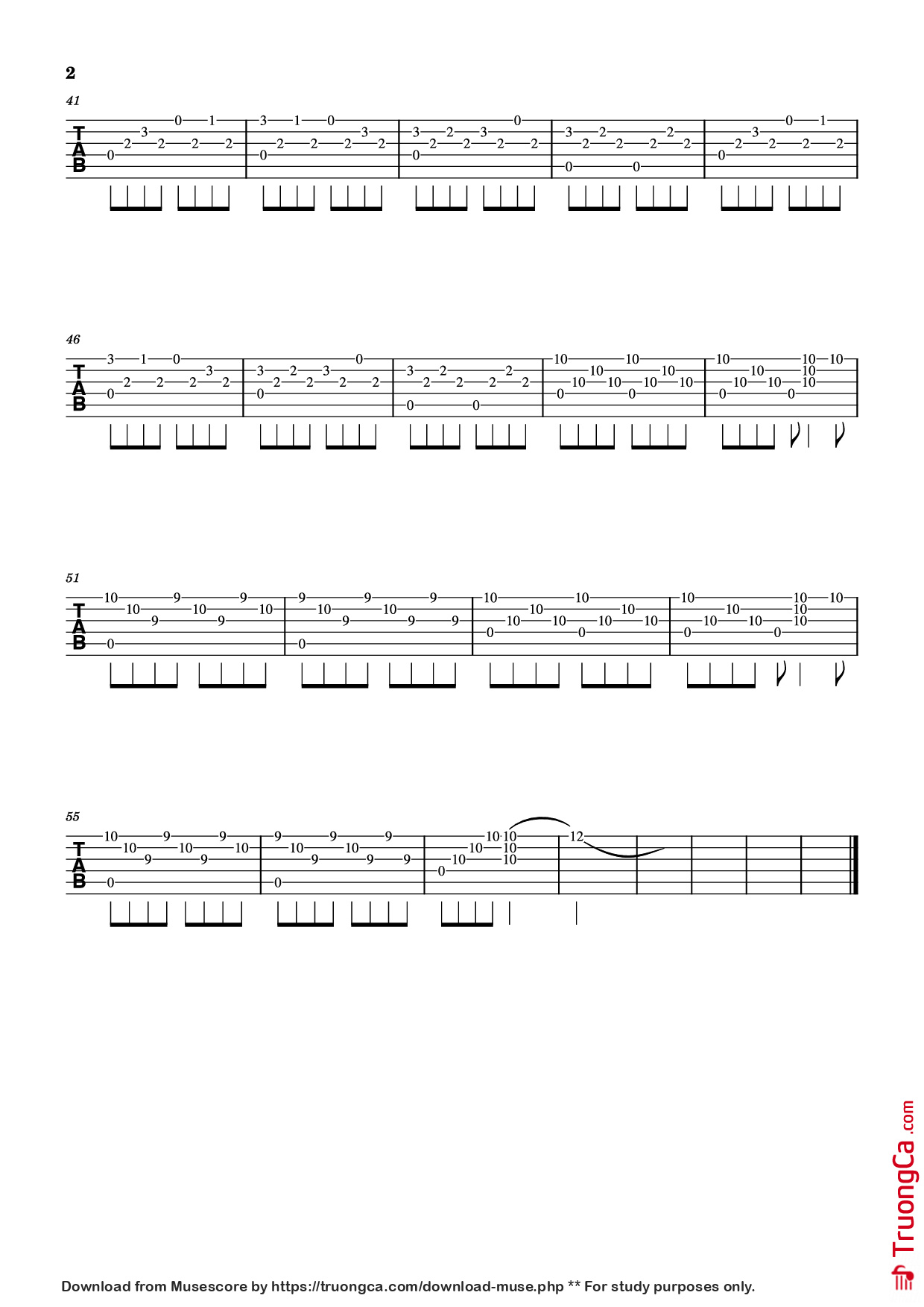 Trang 2 của Sheet nhạc PDF Guitar Tab bài hát Paint It Black - Acoustic Guitar Fingerstyle - E.M Bedford