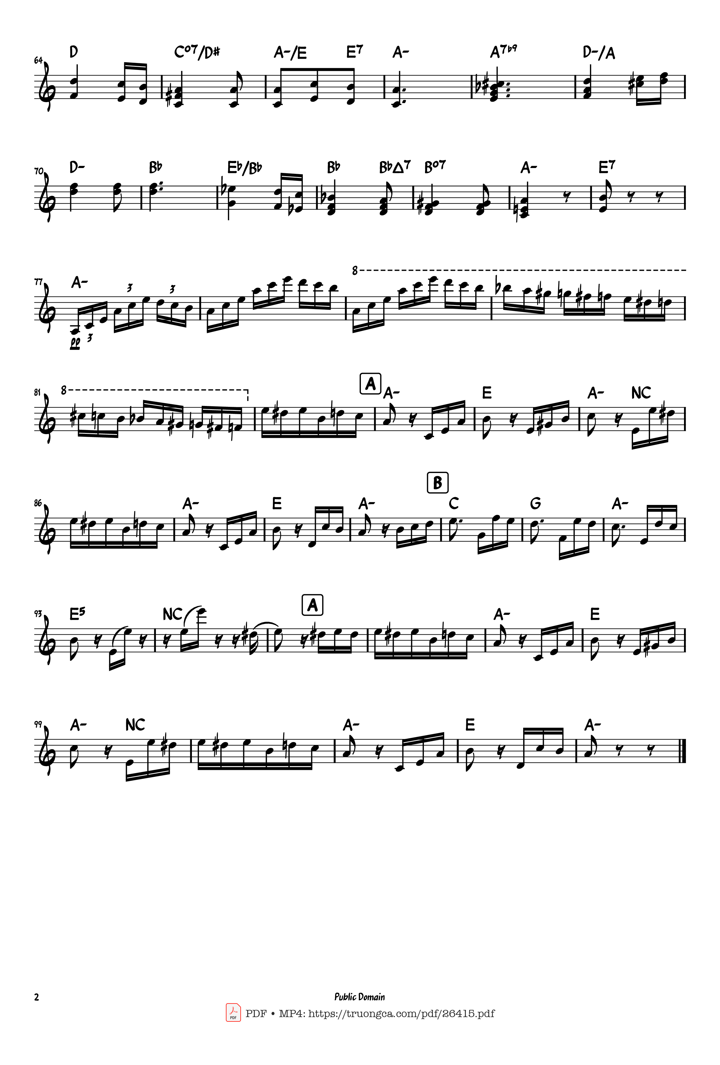 Trang 2 của Sheet nhạc PDF Piano bài hát Für Elise (Lead sheet) - Ludwig van Beethoven
