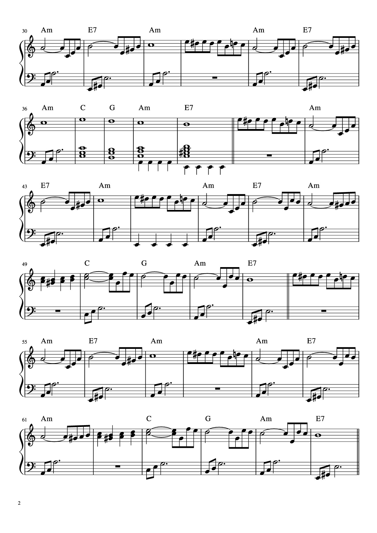 Trang 2 của Sheet nhạc PDF Piano bài hát Fur Elise Piano - Arranged by Esdras de Souza