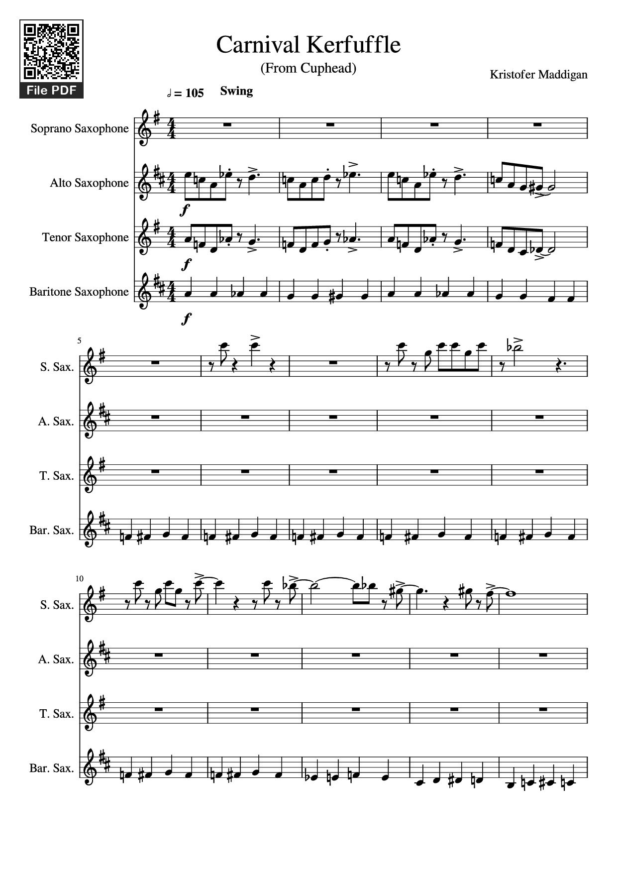 Trang 1 của Sheet nhạc PDF bài hát Carnival Kerfuffle - Kristofer Maddigan