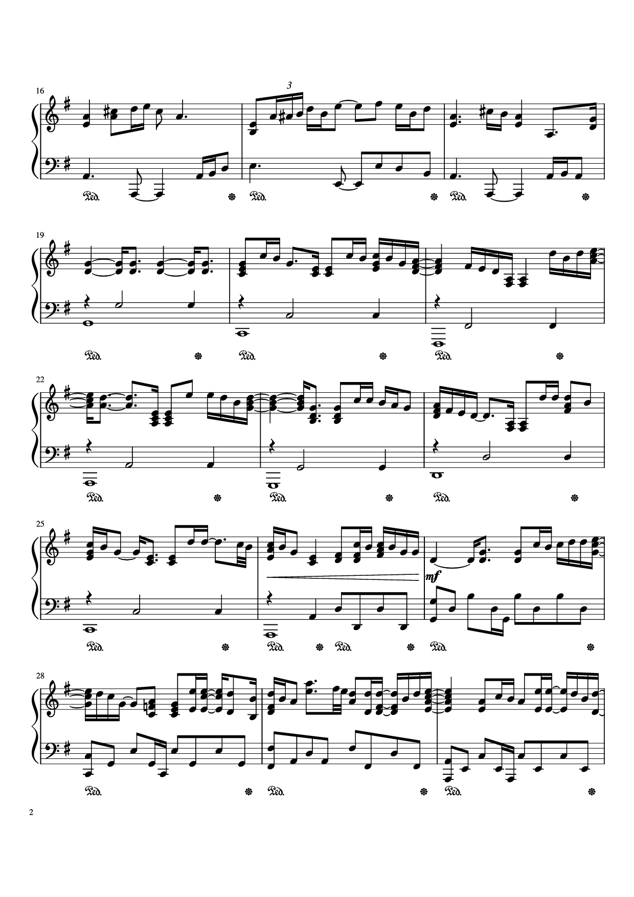 Trang 2 của Sheet nhạc PDF bài hát WISH YOU WERE HERE Piano - Written by David Gilmour and Roger Waters