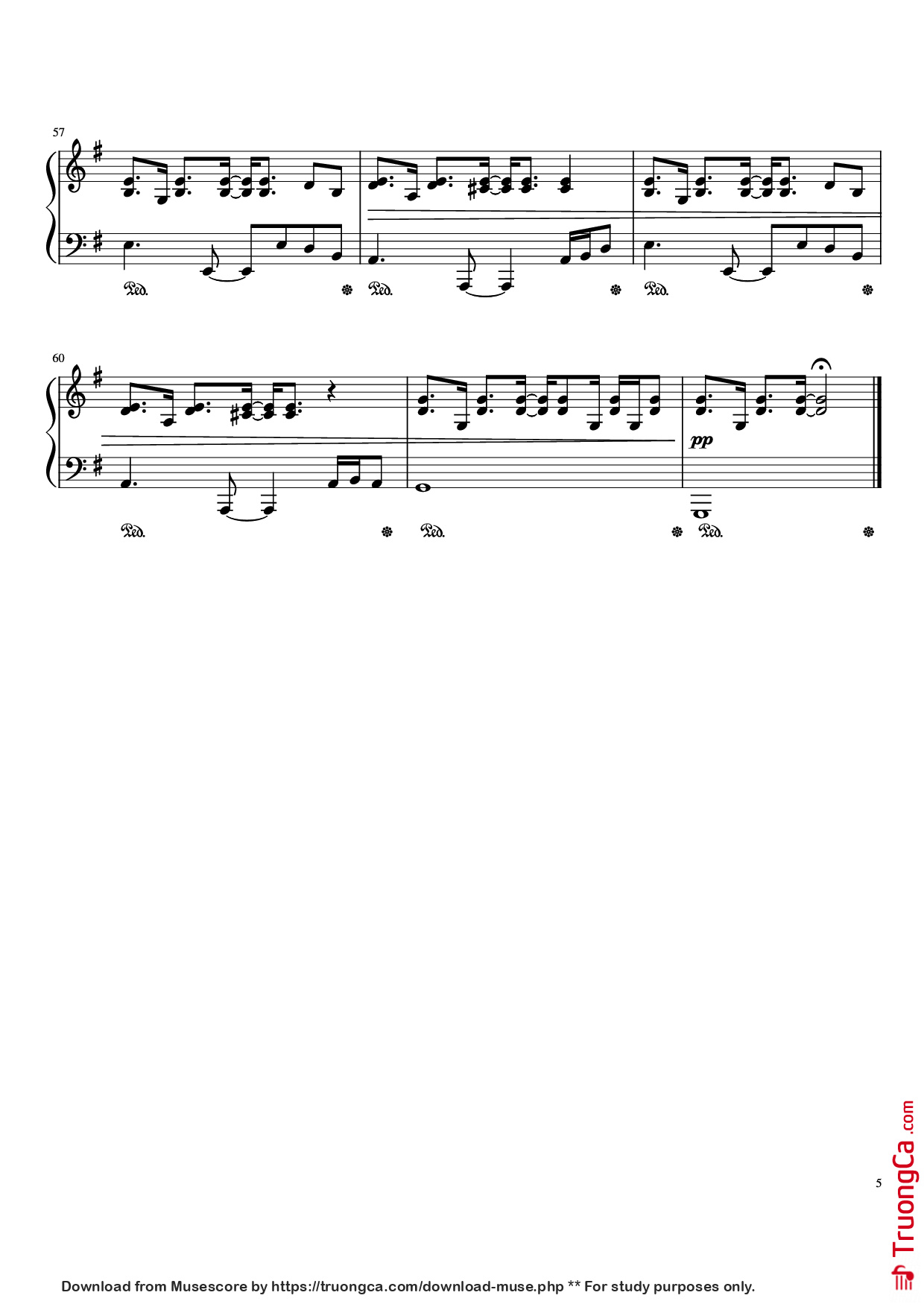 Trang 5 của Sheet nhạc PDF bài hát WISH YOU WERE HERE Piano - Written by David Gilmour and Roger Waters