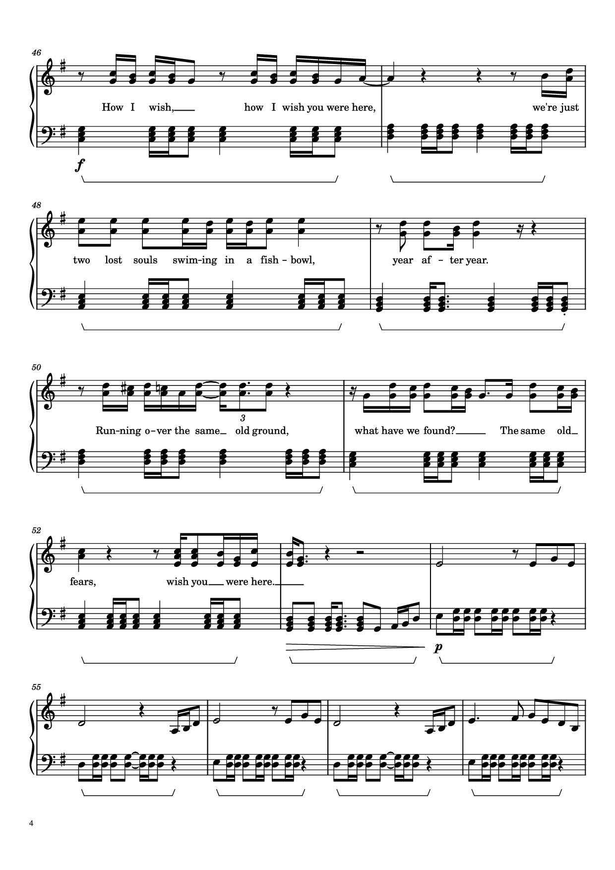 Trang 4 của Sheet nhạc PDF Piano bài hát Wish You Were Here Piano - Pink Floyd
