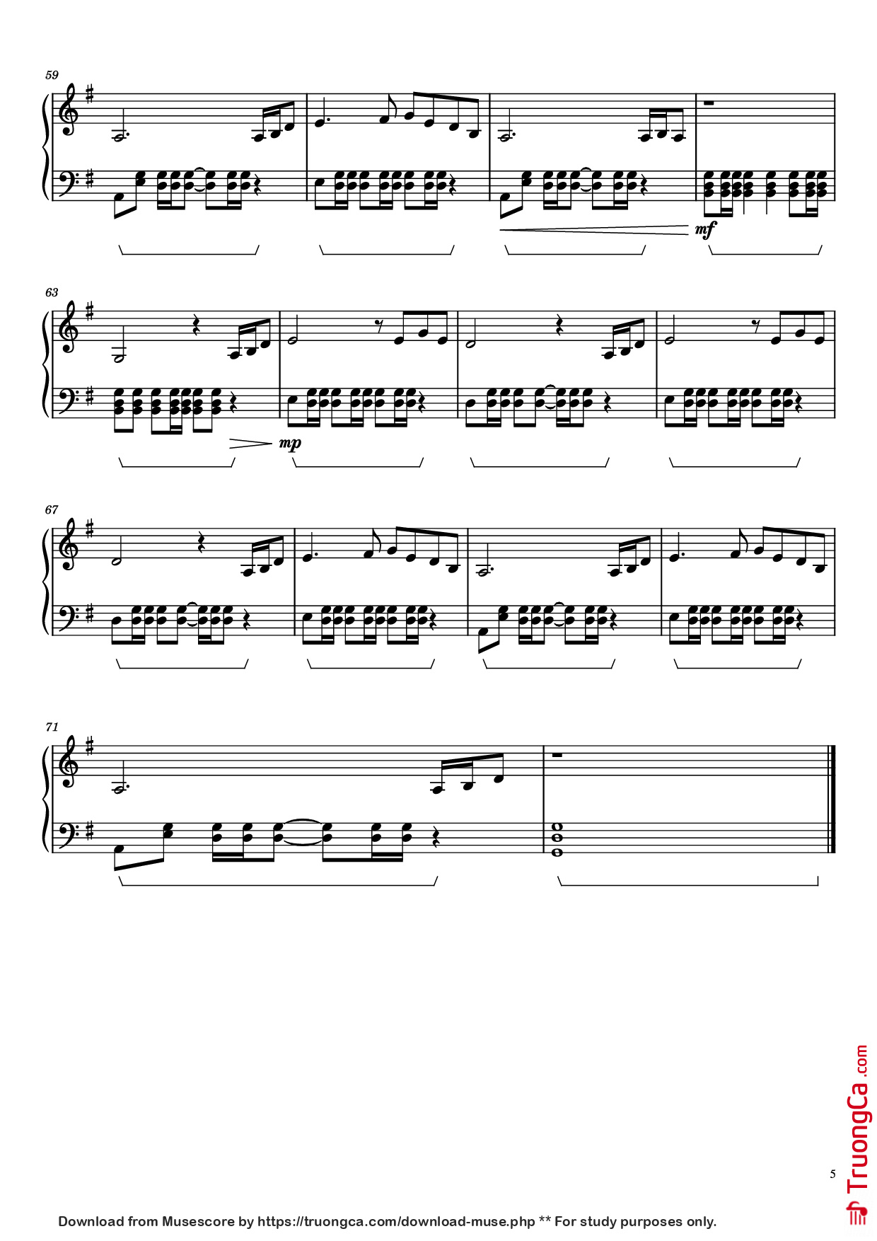 Trang 5 của Sheet nhạc PDF Piano bài hát Wish You Were Here Piano - Pink Floyd