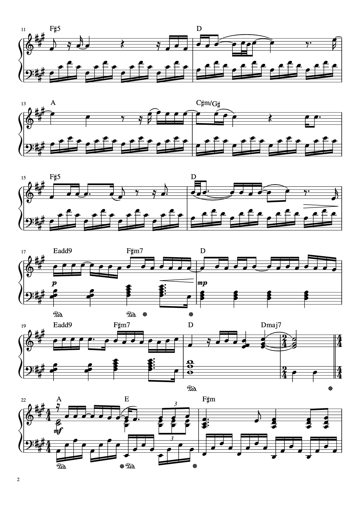 Trang 2 của Sheet nhạc PDF Piano bài hát Someone Like You Piano - Words and Music by Adele Adrins and Dan Wilson