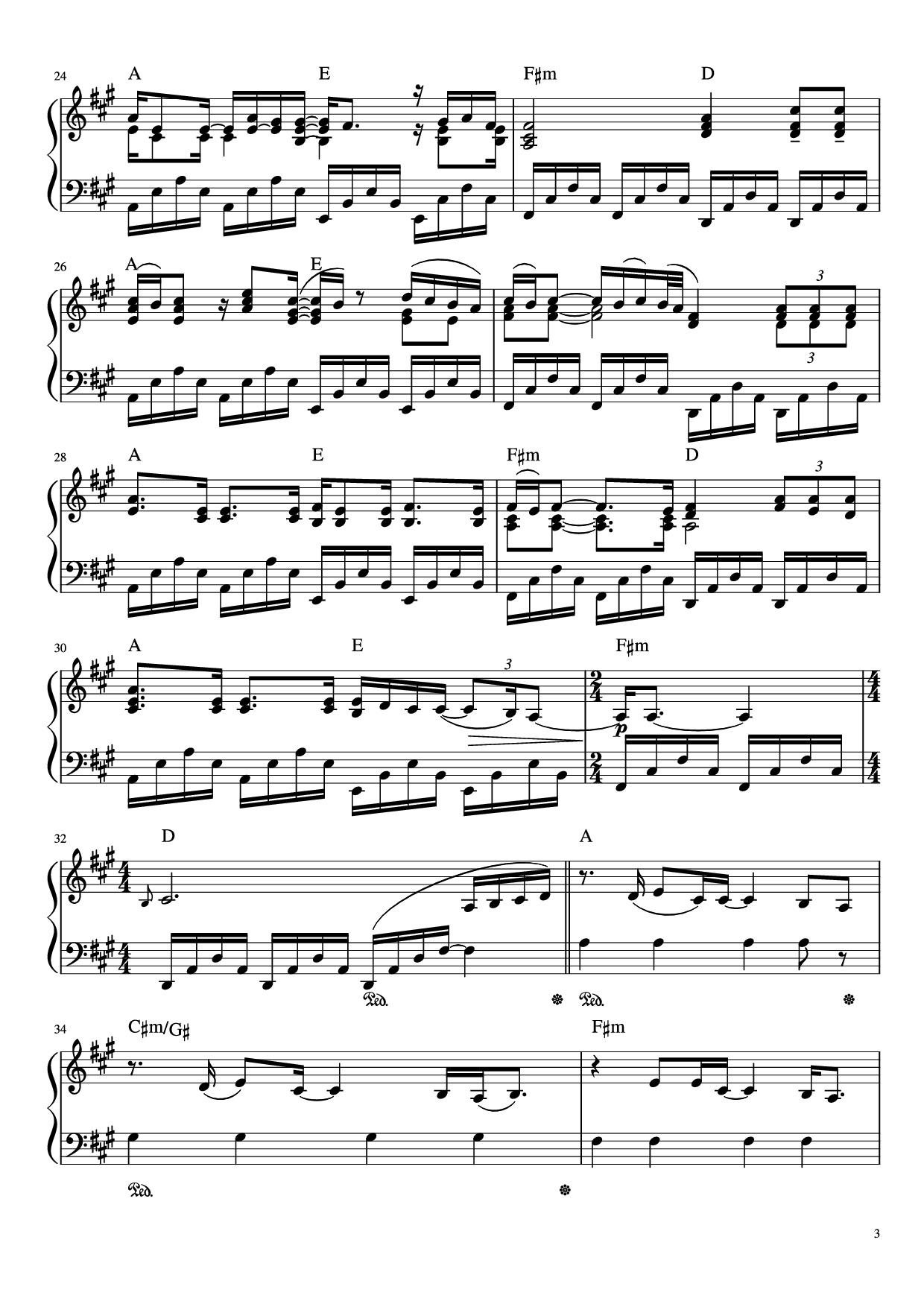 Trang 3 của Sheet nhạc PDF Piano bài hát Someone Like You Piano - Words and Music by Adele Adrins and Dan Wilson
