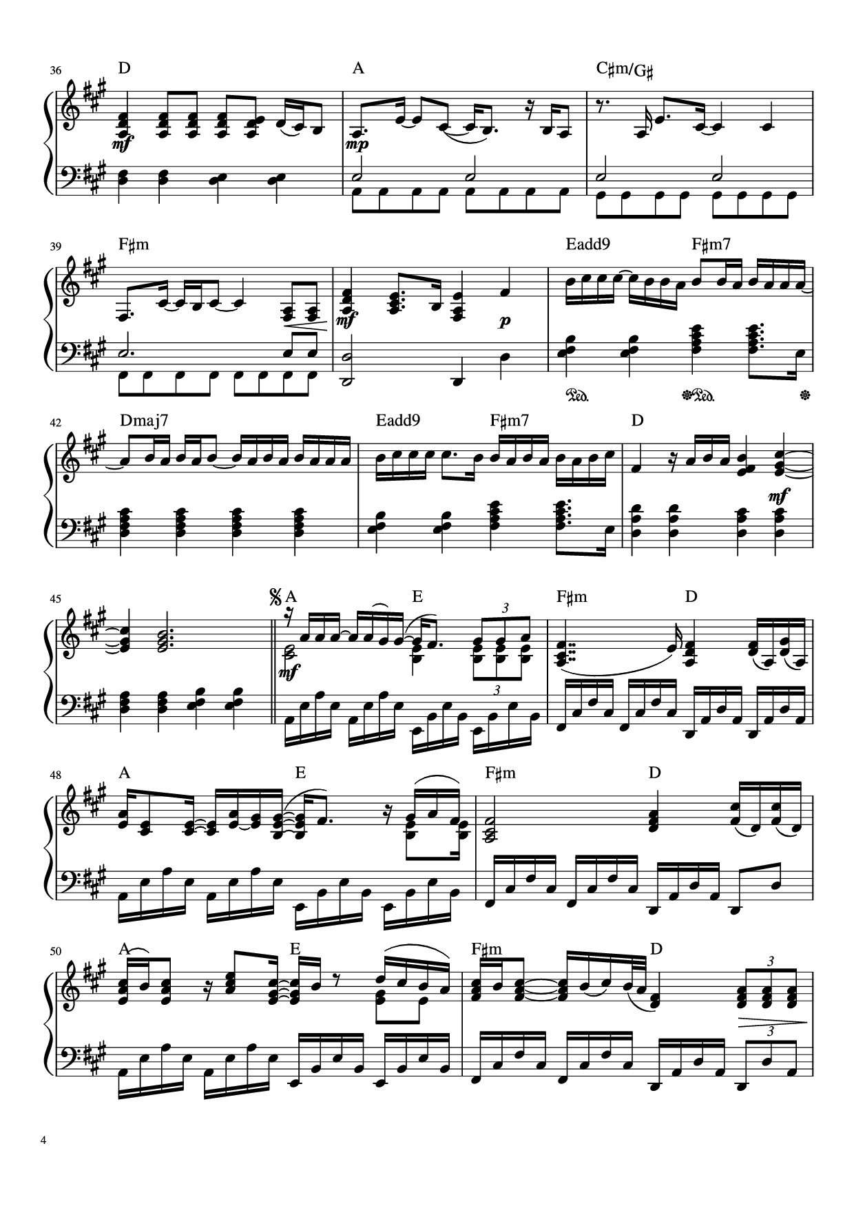 Trang 4 của Sheet nhạc PDF Piano bài hát Someone Like You Piano - Words and Music by Adele Adrins and Dan Wilson