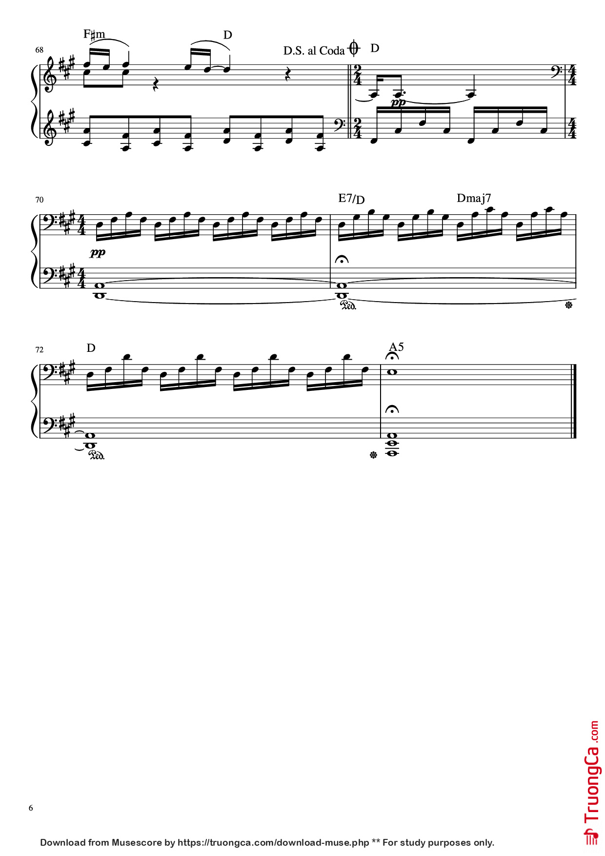 Trang 6 của Sheet nhạc PDF Piano bài hát Someone Like You Piano - Words and Music by Adele Adrins and Dan Wilson