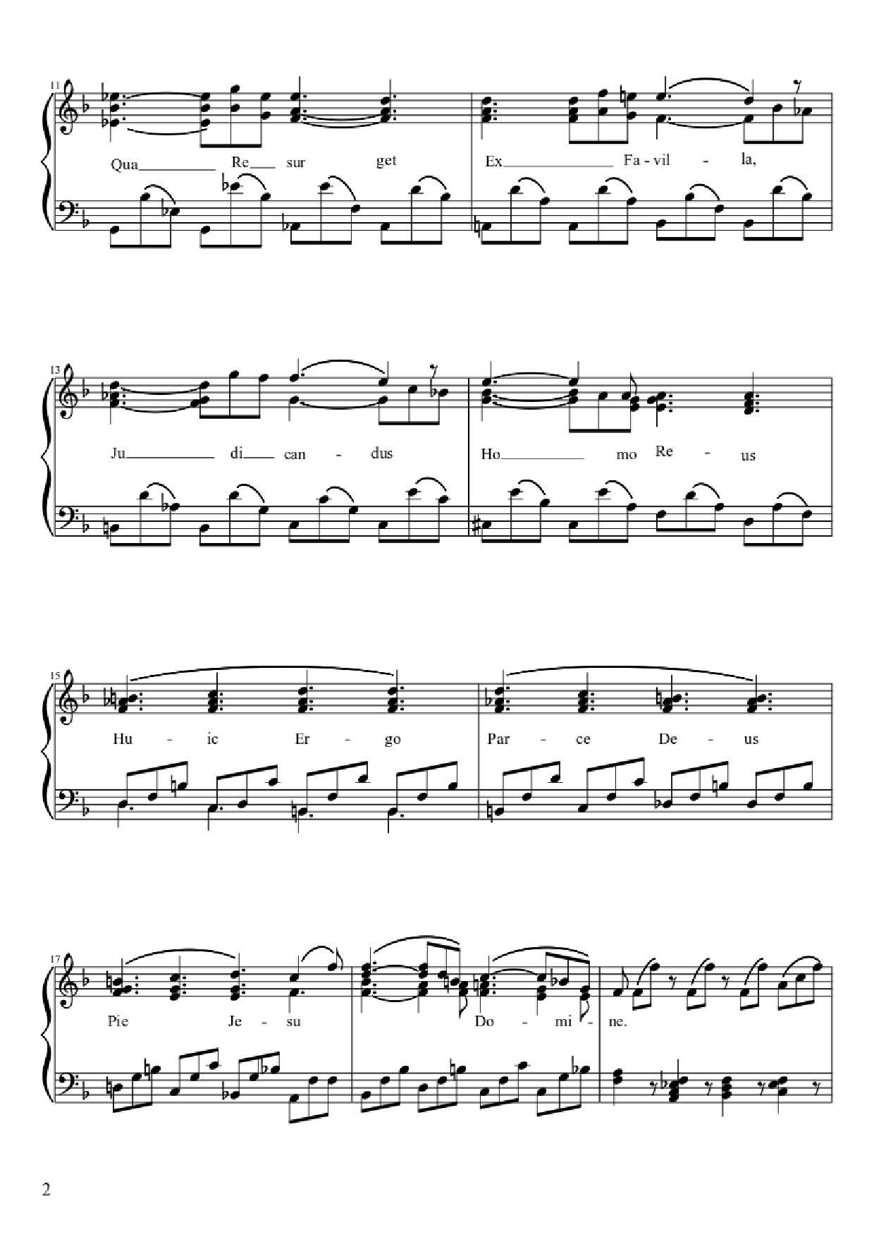 Trang 2 của Sheet nhạc PDF Piano bài hát Lacrimosa Piano - Wolfgang Amadeus Mozart (1756-1791