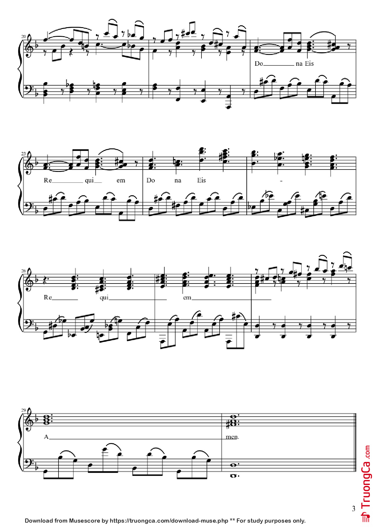 Trang 3 của Sheet nhạc PDF Piano bài hát Lacrimosa Piano - Wolfgang Amadeus Mozart (1756-1791