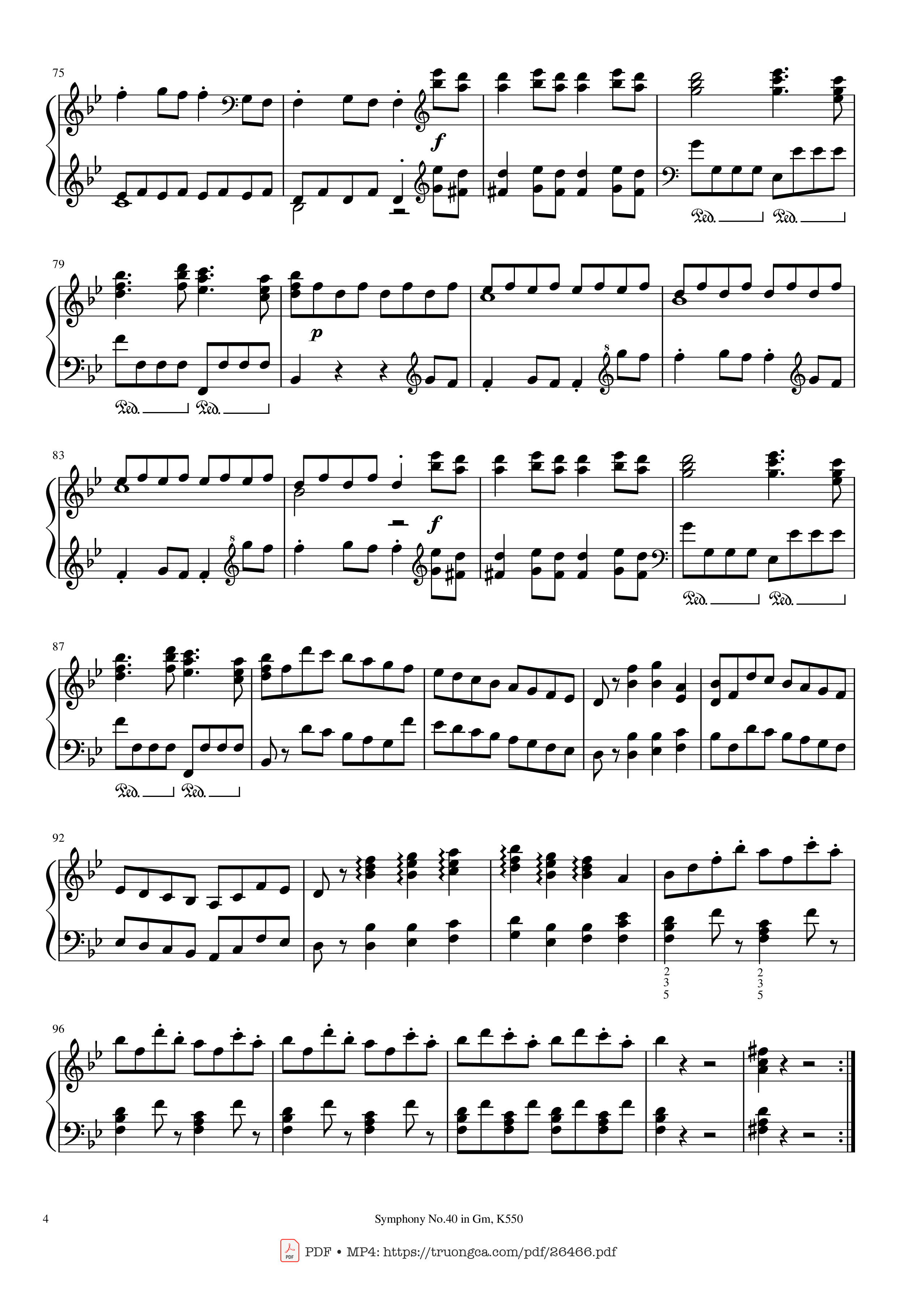 Trang 4 của Sheet nhạc PDF Piano bài hát Symphony No.40 in Gm, K550 Piano - W.A.Mozart