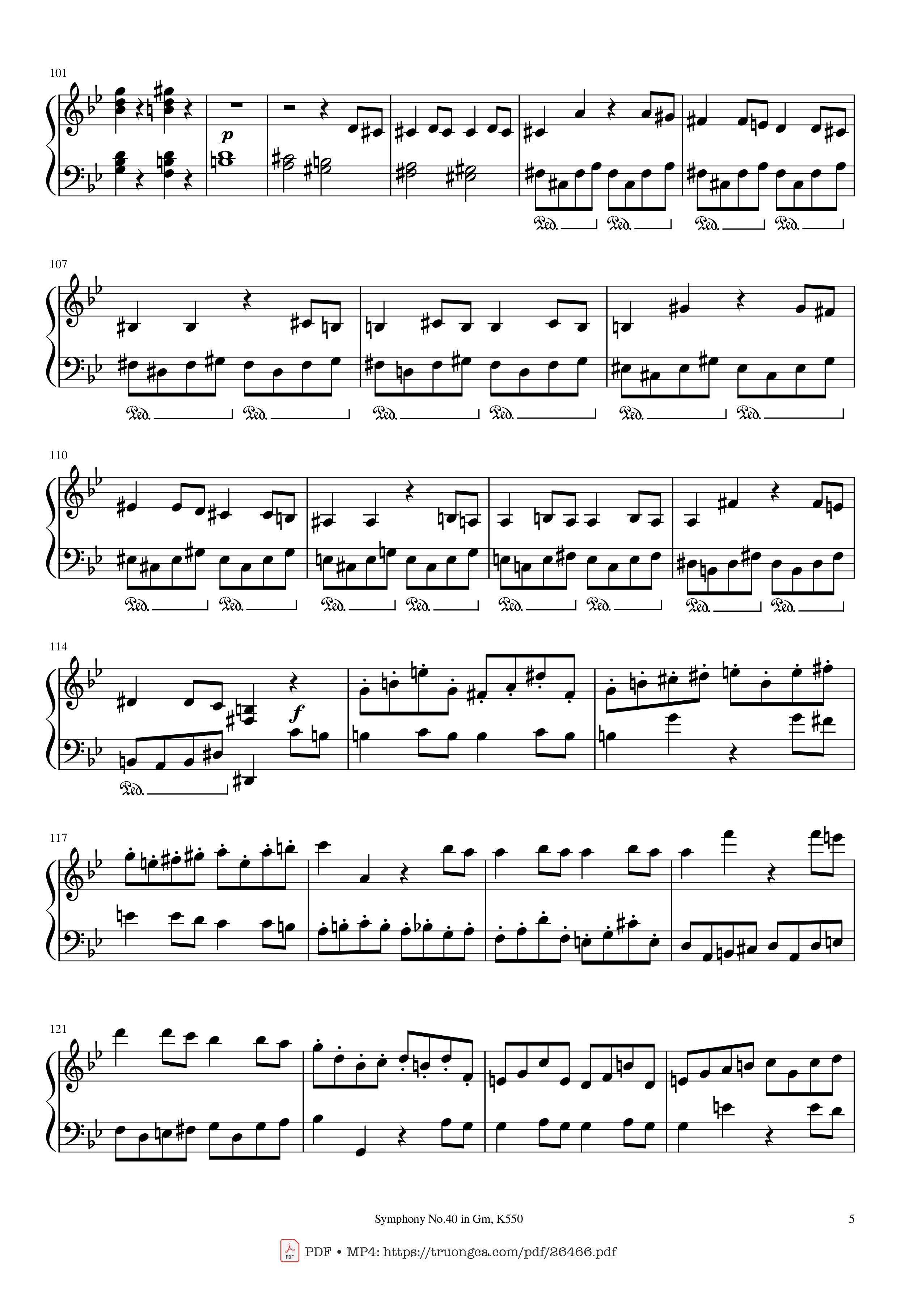 Trang 5 của Sheet nhạc PDF Piano bài hát Symphony No.40 in Gm, K550 Piano - W.A.Mozart