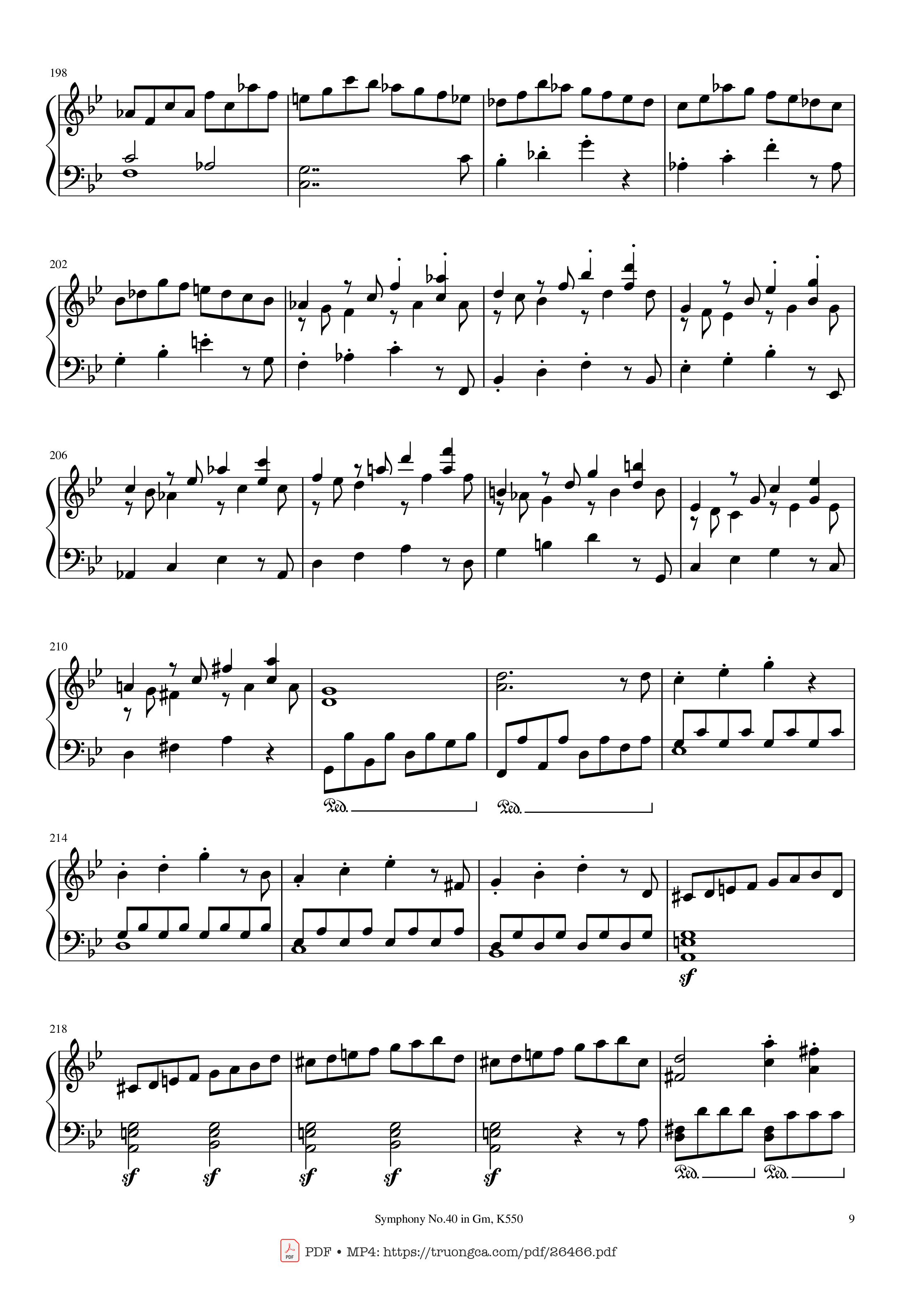 Trang 9 của Sheet nhạc PDF Piano bài hát Symphony No.40 in Gm, K550 Piano - W.A.Mozart