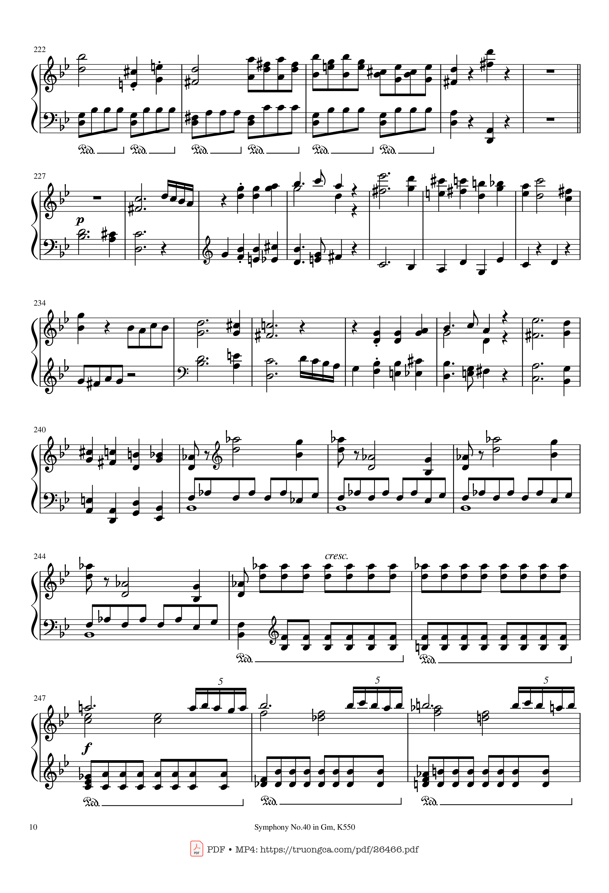 Trang 10 của Sheet nhạc PDF Piano bài hát Symphony No.40 in Gm, K550 Piano - W.A.Mozart