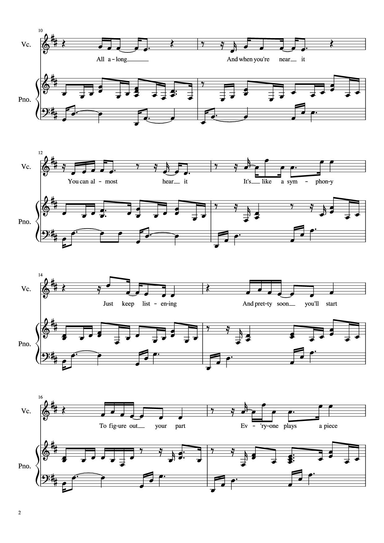 Trang 2 của Sheet nhạc PDF Piano bài hát Glorious Piano - David Archuleta