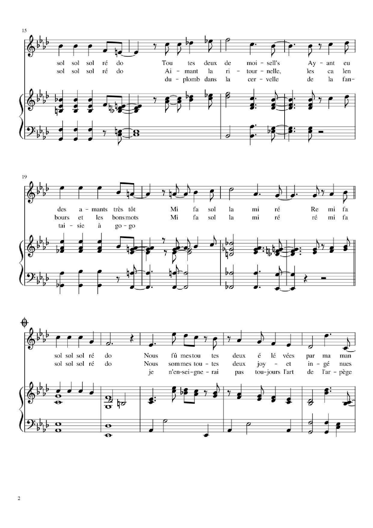 Trang 2 của Sheet nhạc PDF Piano bài hát Chanson des jumelles Piano - Michel Legrand