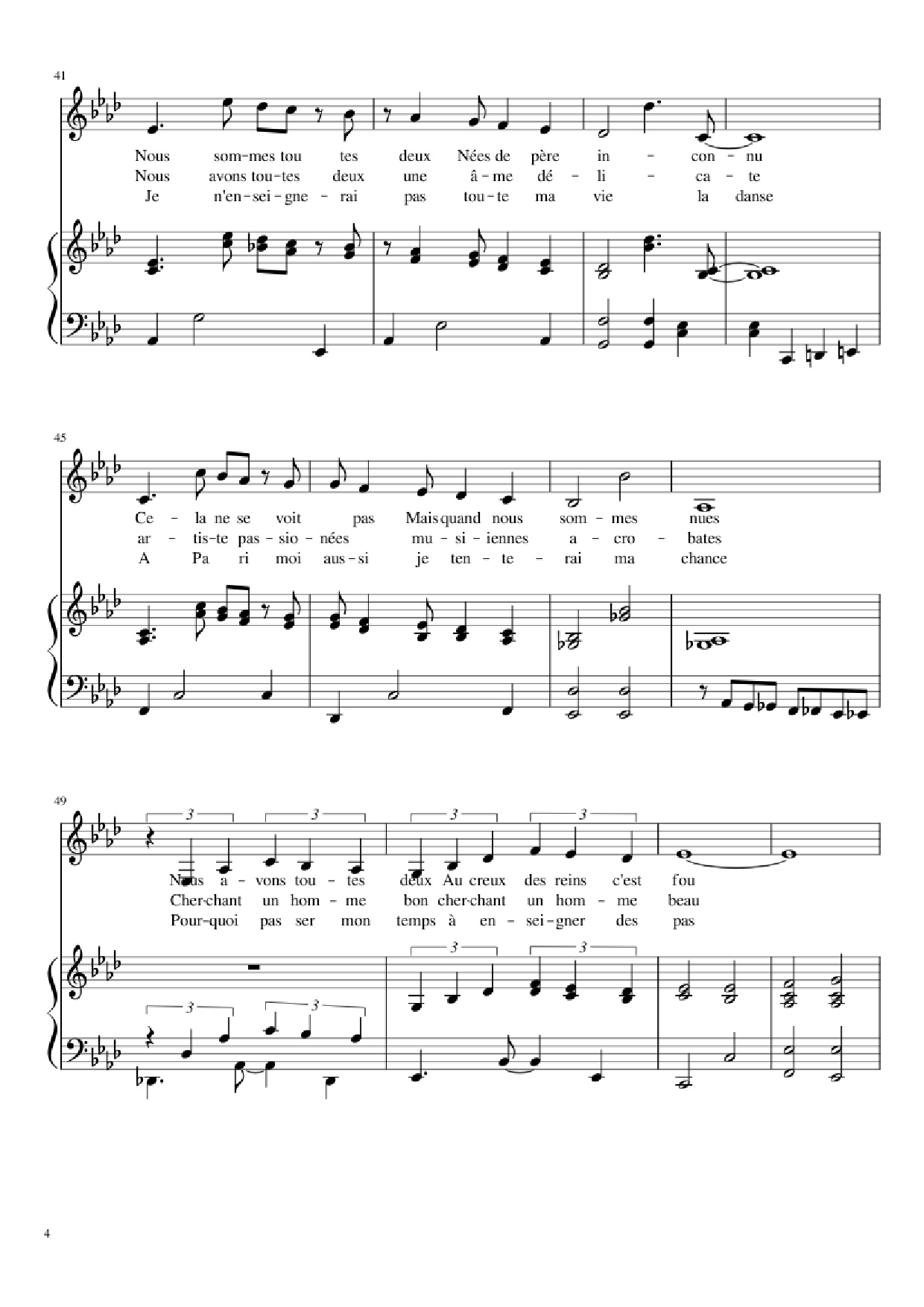 Trang 4 của Sheet nhạc PDF Piano bài hát Chanson des jumelles Piano - Michel Legrand