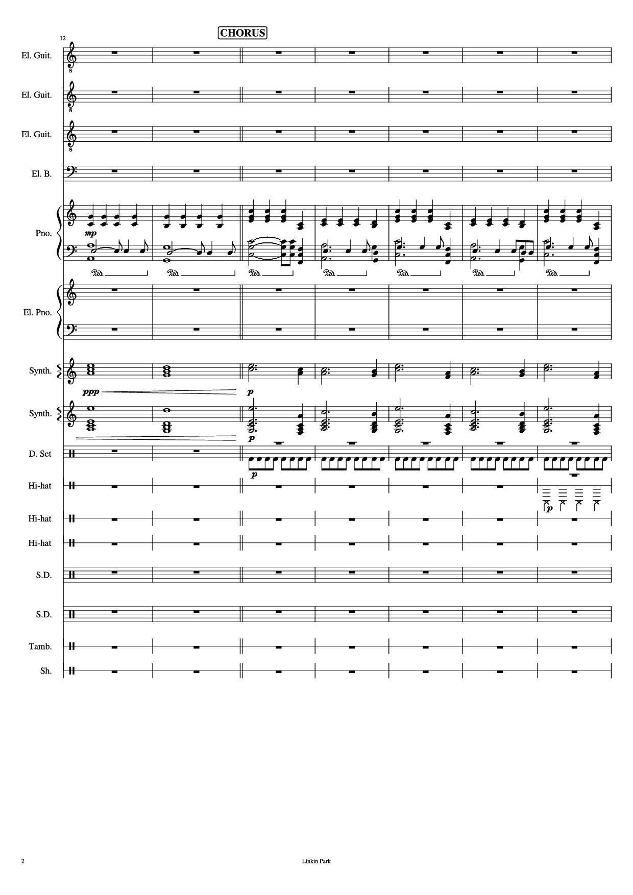 Trang 2 của Sheet nhạc PDF Piano Guitar Tab bài hát Iridescent Piano - Linkin Park