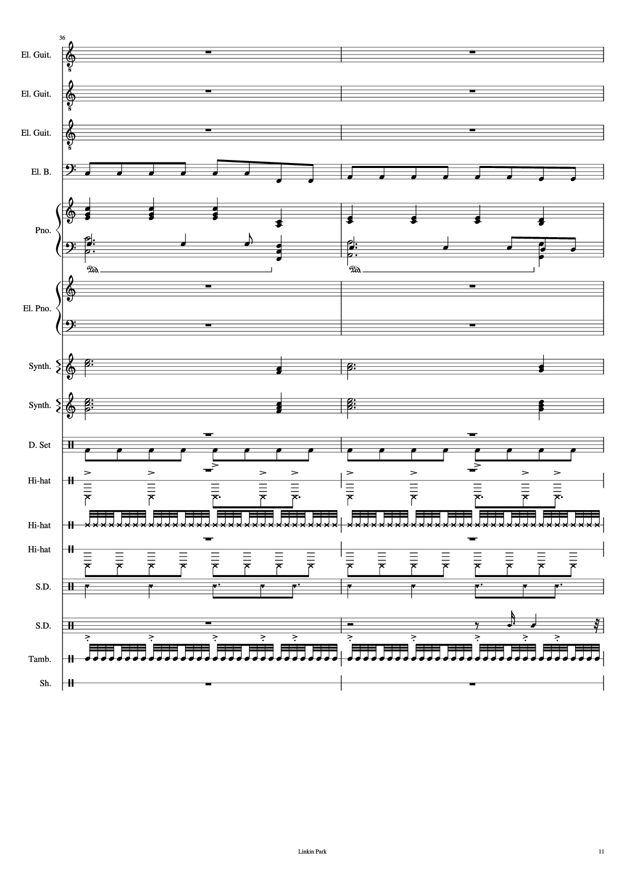 Trang 11 của Sheet nhạc PDF Piano Guitar Tab bài hát Iridescent Piano - Linkin Park