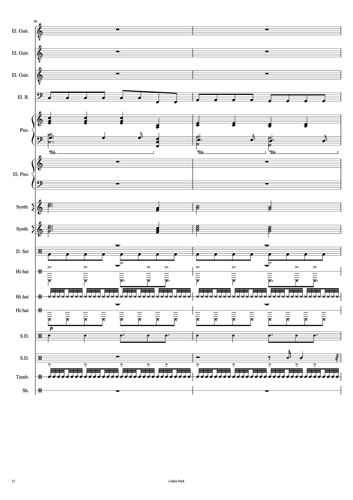 Trang 12 của Sheet nhạc PDF Piano Guitar Tab bài hát Iridescent Piano - Linkin Park