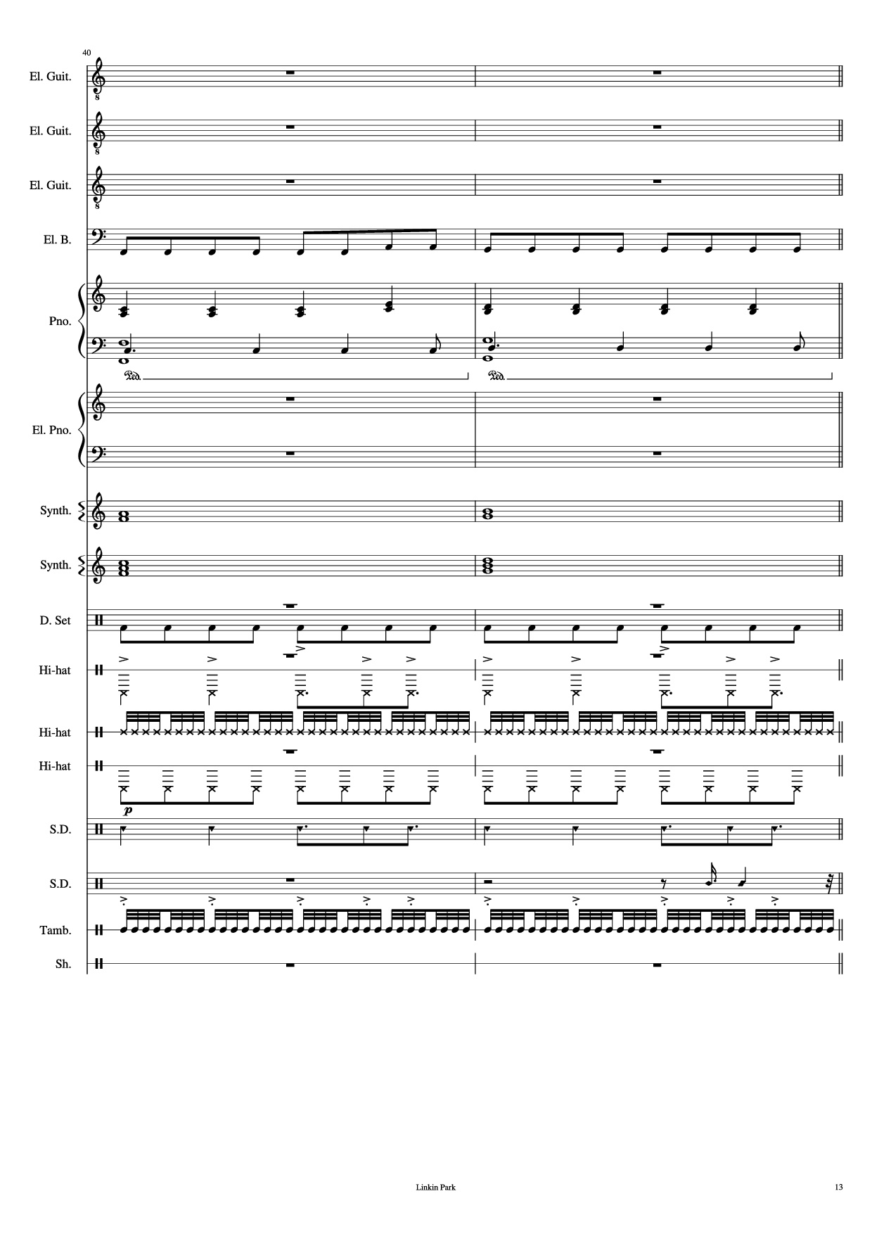 Trang 13 của Sheet nhạc PDF Piano Guitar Tab bài hát Iridescent Piano - Linkin Park