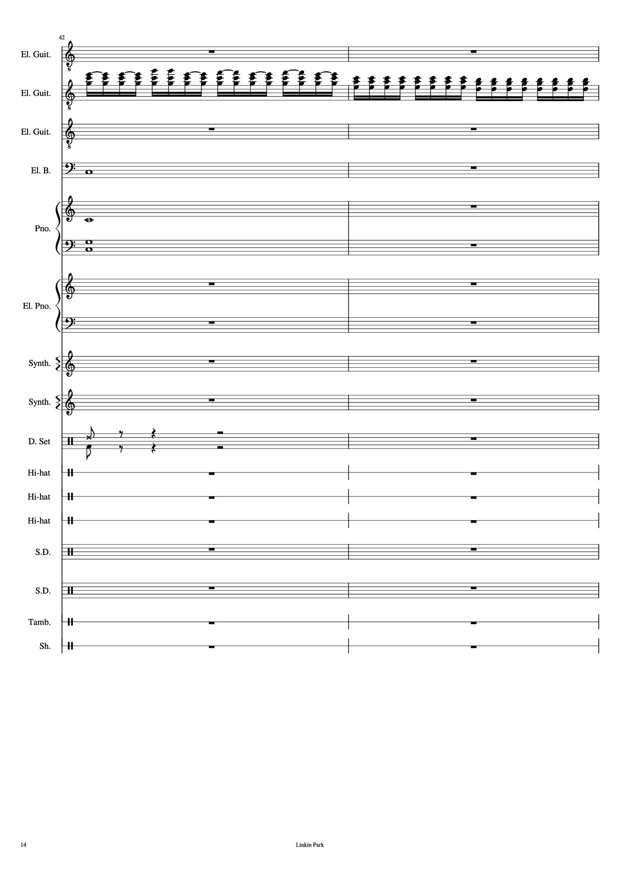 Trang 14 của Sheet nhạc PDF Piano Guitar Tab bài hát Iridescent Piano - Linkin Park