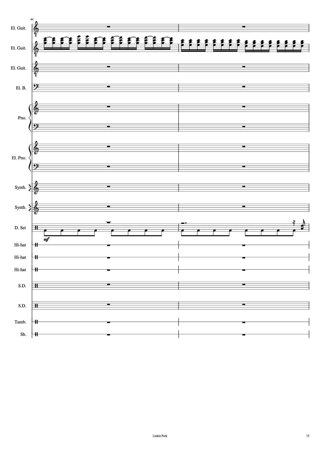 Trang 15 của Sheet nhạc PDF Piano Guitar Tab bài hát Iridescent Piano - Linkin Park