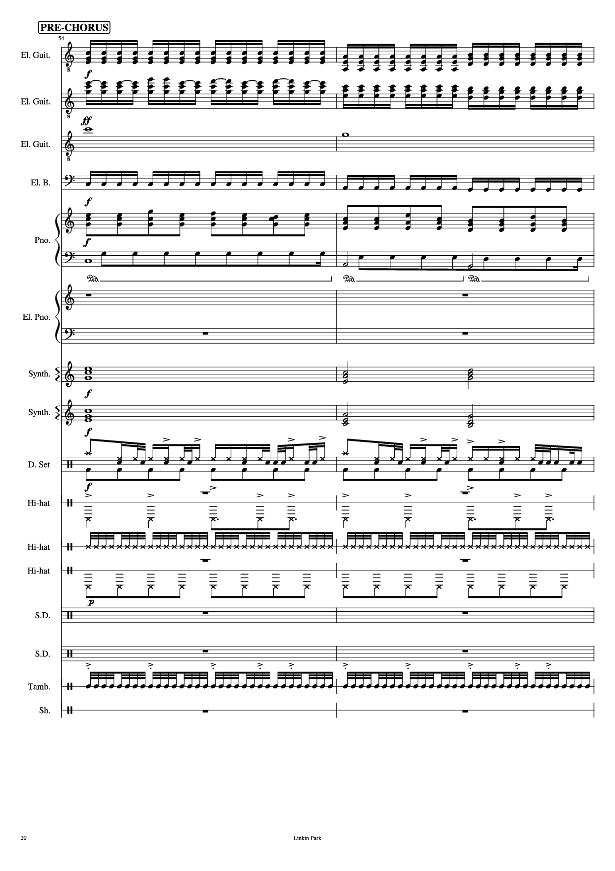 Trang 20 của Sheet nhạc PDF Piano Guitar Tab bài hát Iridescent Piano - Linkin Park