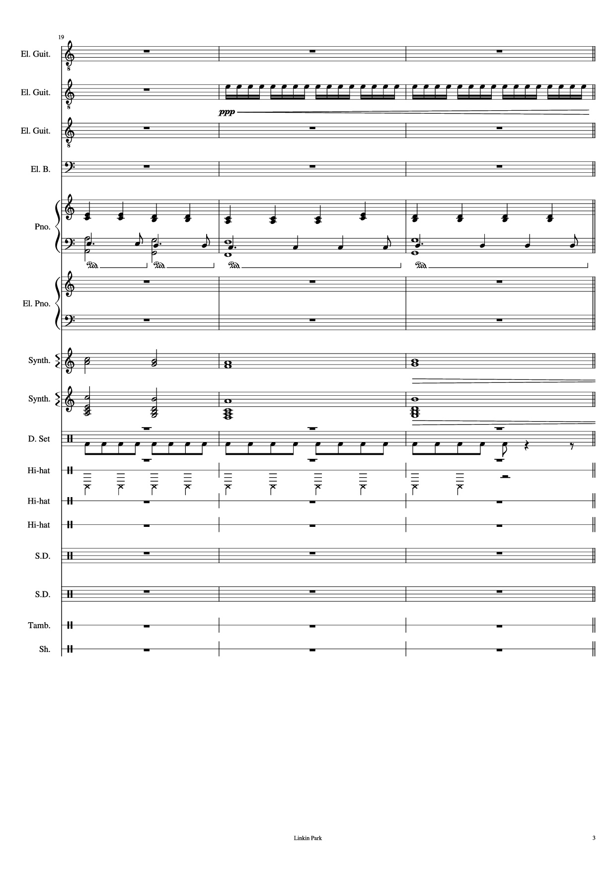 Trang 3 của Sheet nhạc PDF Piano Guitar Tab bài hát Iridescent Piano - Linkin Park