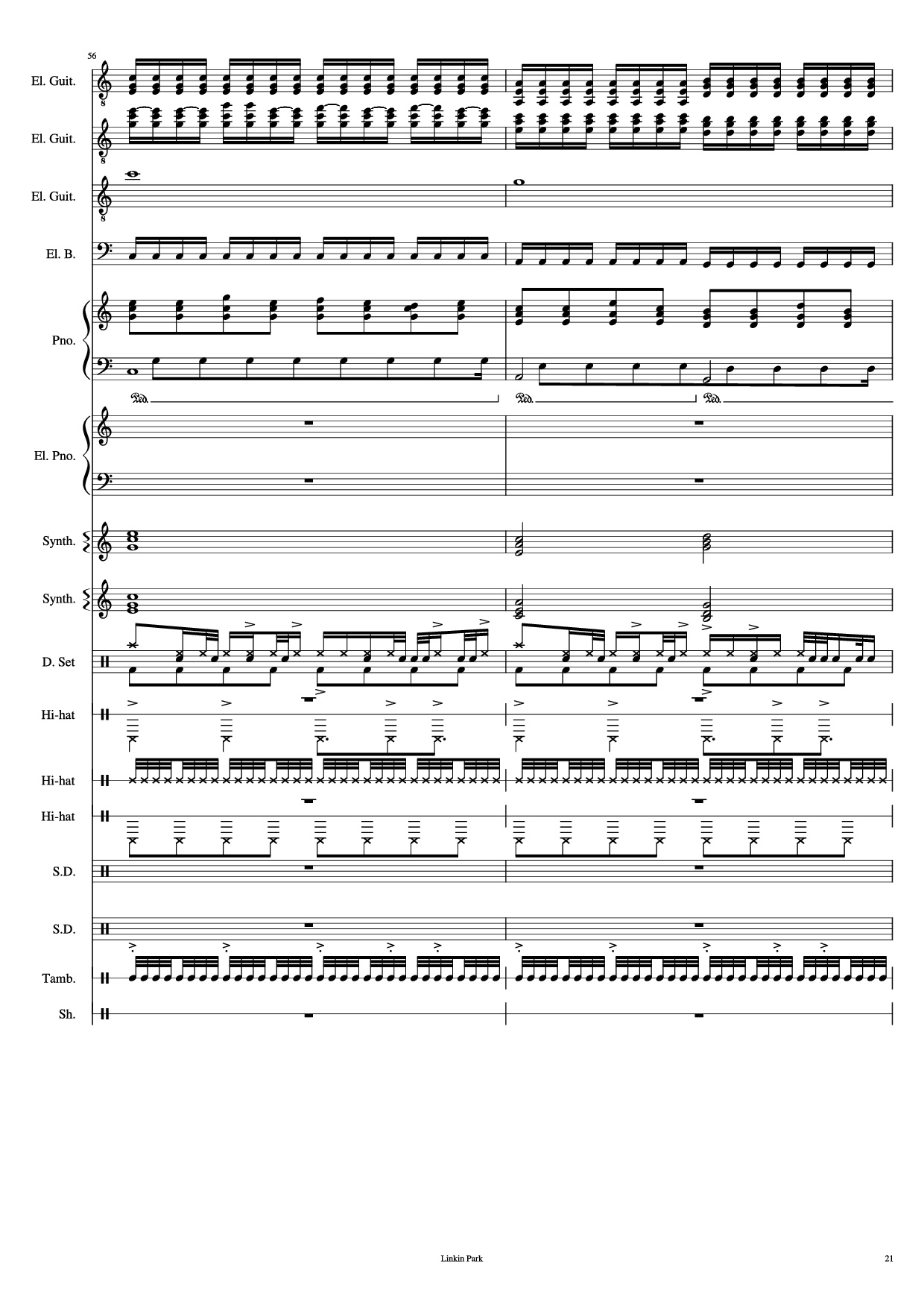 Trang 21 của Sheet nhạc PDF Piano Guitar Tab bài hát Iridescent Piano - Linkin Park