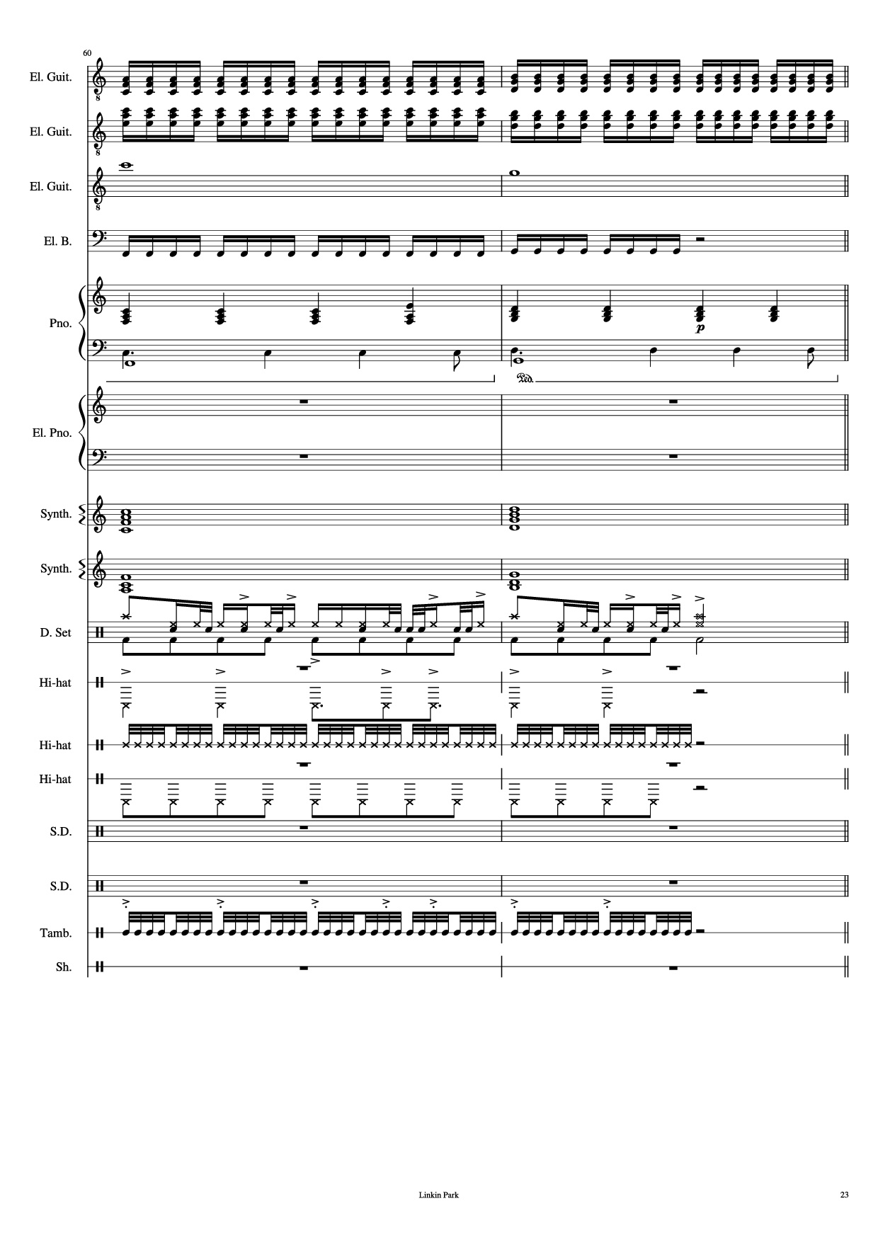 Trang 23 của Sheet nhạc PDF Piano Guitar Tab bài hát Iridescent Piano - Linkin Park