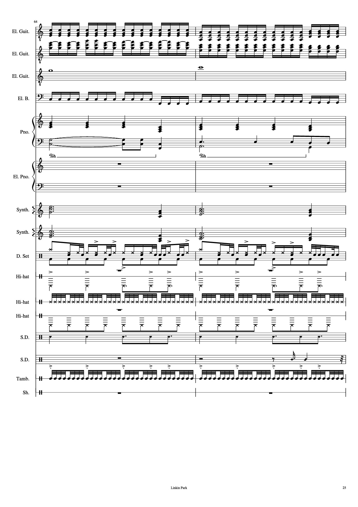 Trang 25 của Sheet nhạc PDF Piano Guitar Tab bài hát Iridescent Piano - Linkin Park