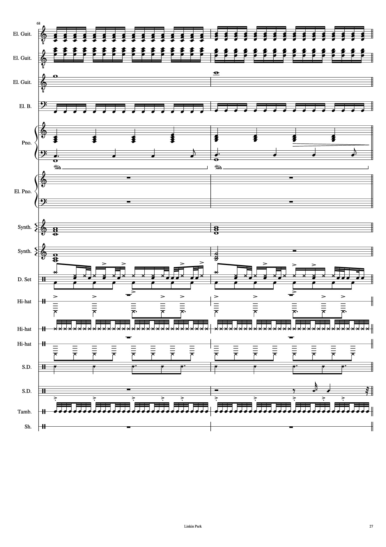 Trang 27 của Sheet nhạc PDF Piano Guitar Tab bài hát Iridescent Piano - Linkin Park