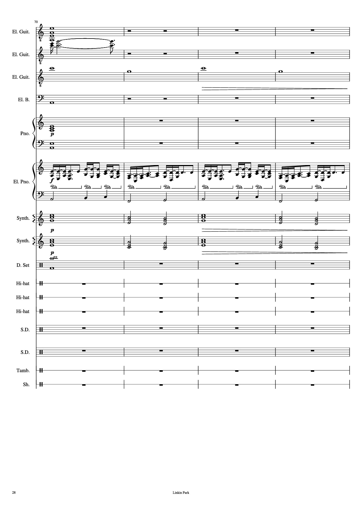 Trang 28 của Sheet nhạc PDF Piano Guitar Tab bài hát Iridescent Piano - Linkin Park