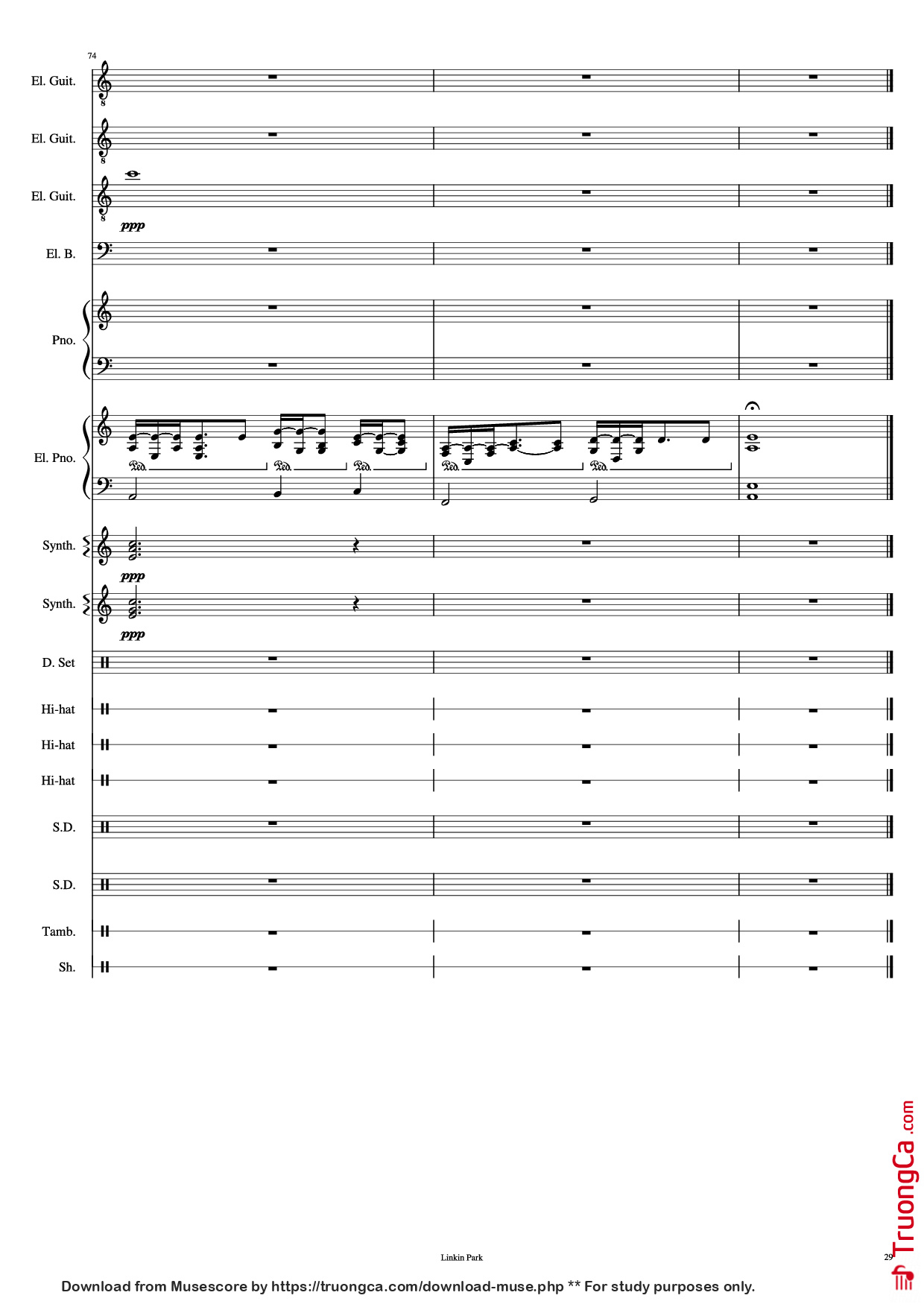 Trang 29 của Sheet nhạc PDF Piano Guitar Tab bài hát Iridescent Piano - Linkin Park