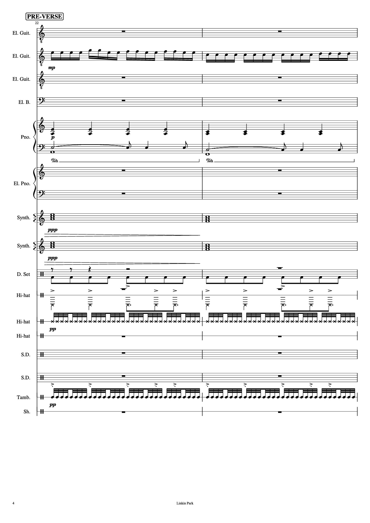 Trang 4 của Sheet nhạc PDF Piano Guitar Tab bài hát Iridescent Piano - Linkin Park