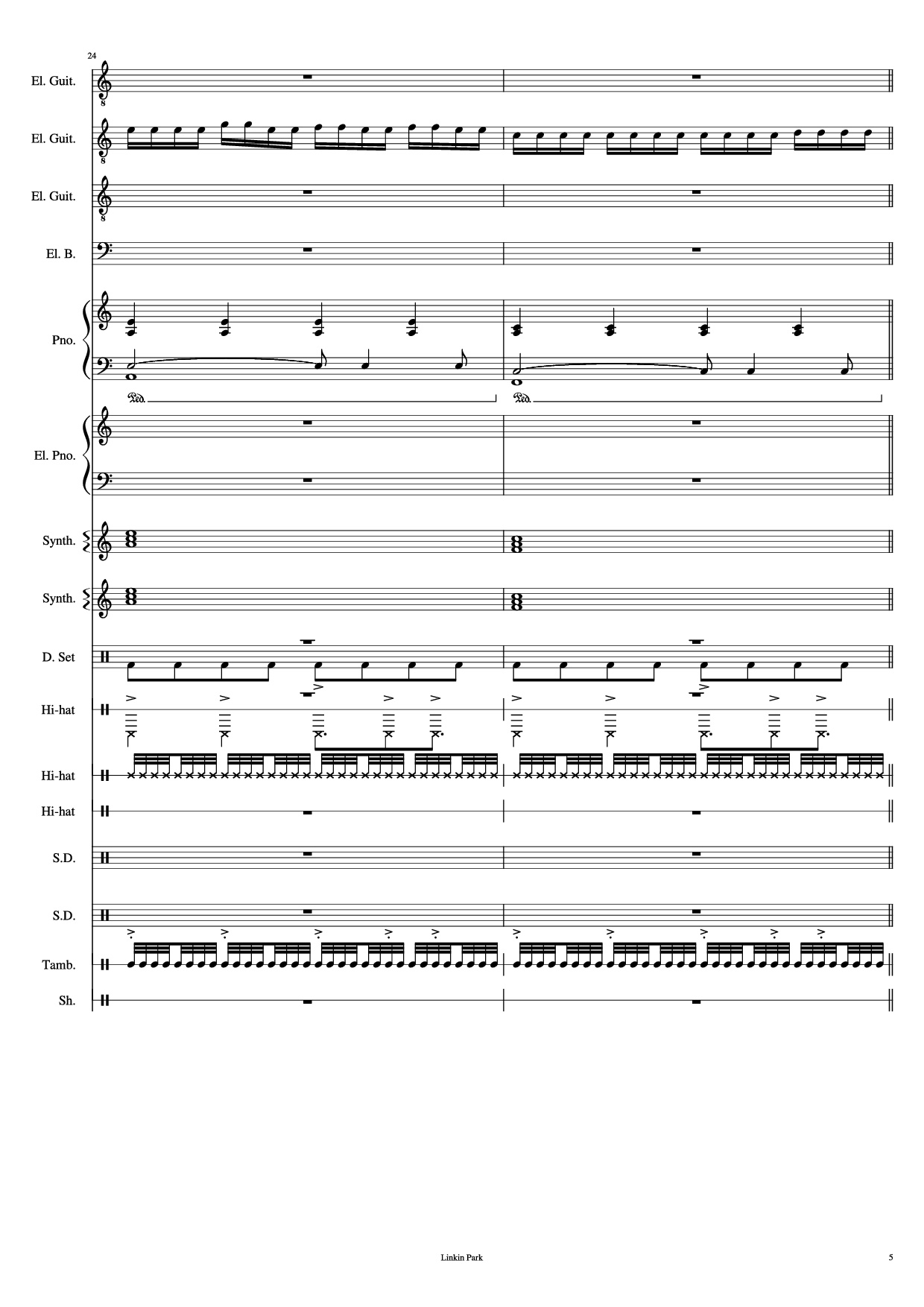 Trang 5 của Sheet nhạc PDF Piano Guitar Tab bài hát Iridescent Piano - Linkin Park